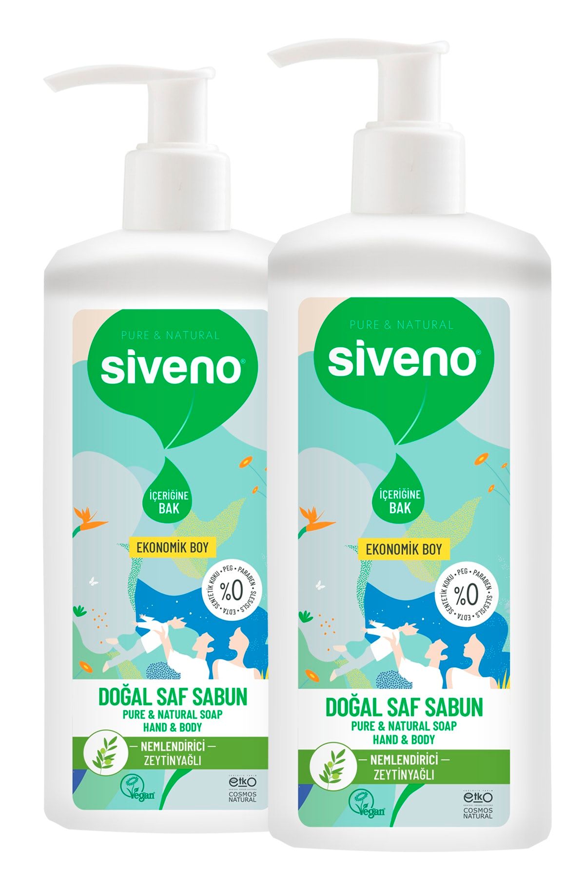 Siveno Zeytinyağlı Doğal Sıvı Sabun 1 Lt X 2 Adet