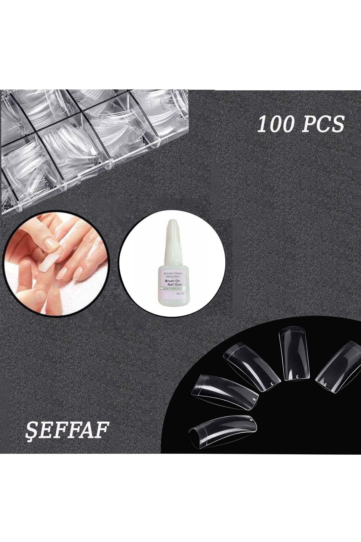 SPECİAL 4 YOU Takma Tırnak Yarım Ay Yarıdan Uca Takılan Jel Ve Akrilik Tips,güçlü Yapiştirici Hediyeli 100lüşeffaf