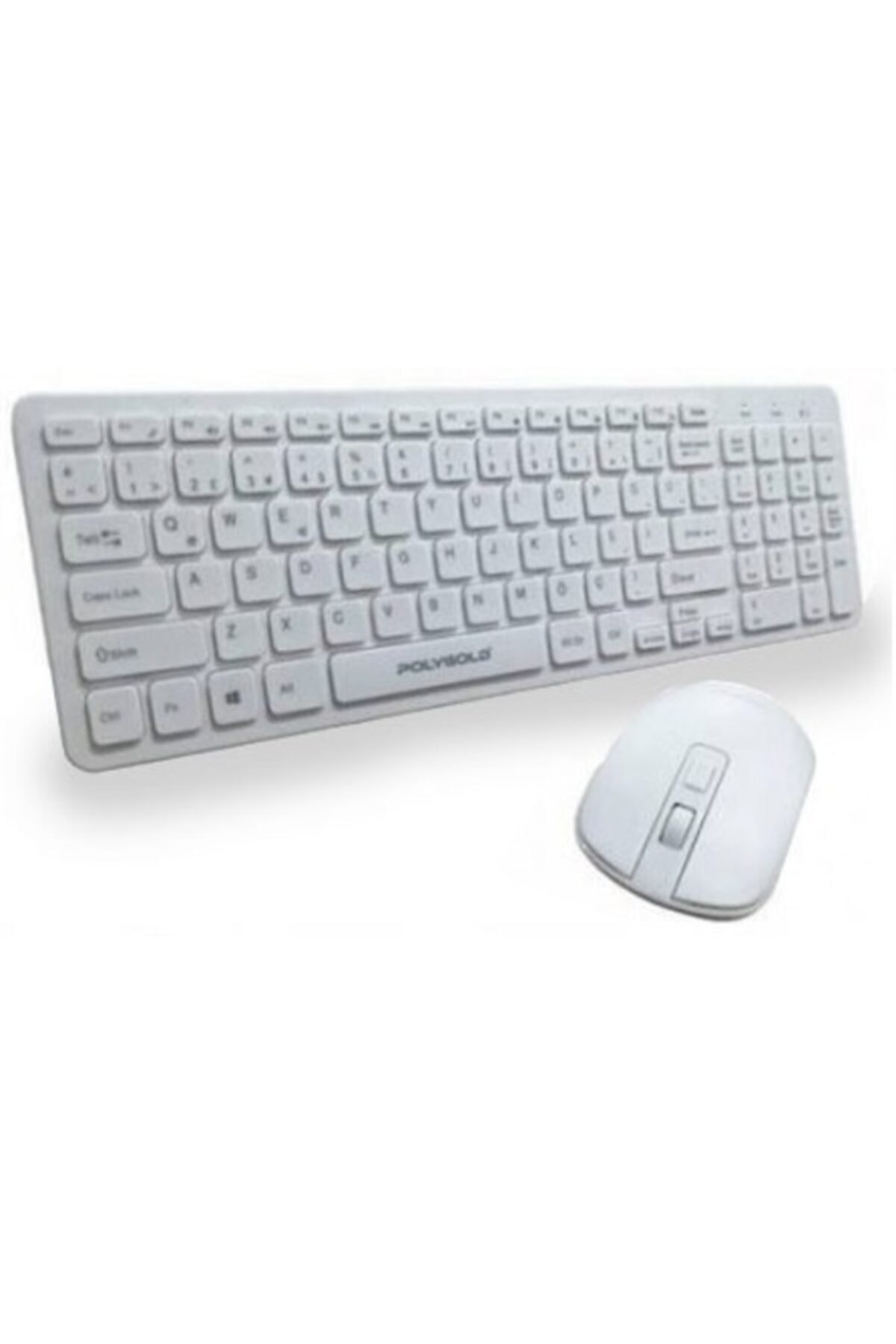 polygood Beyaz Kablosuz Q Klavye Mouse Set Slim Tasarım Smart Tv Uyumlu
