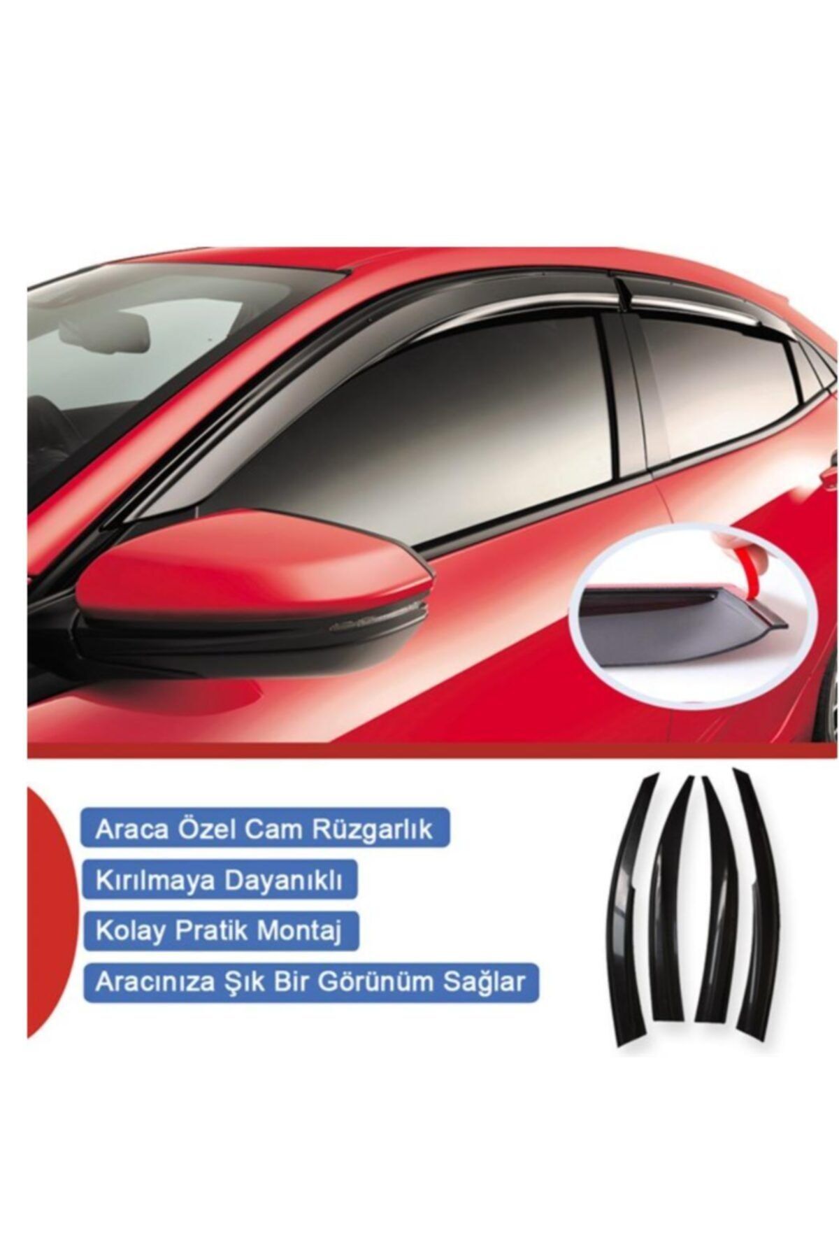 Avsaroto Dacia Lodgy 2012+ Sonrası Araca Özel Parlak Siyah Ithal 4'lü Cam Rüzgarlığı