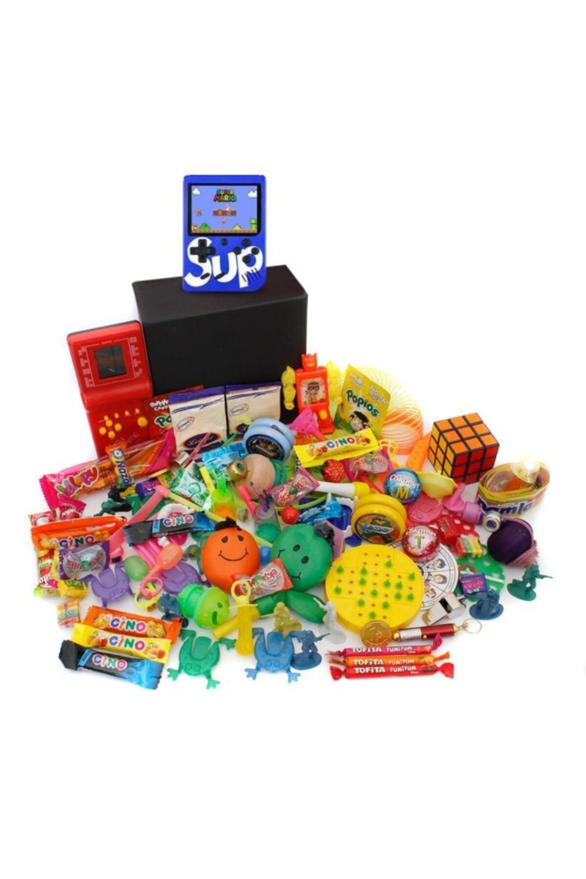 Nostaljik Lezzetler Nostaljik Bakkal Özel Gıda Ve Oyuncak Kutusu , Kırmızı Tetris Ve Mavi Atarili