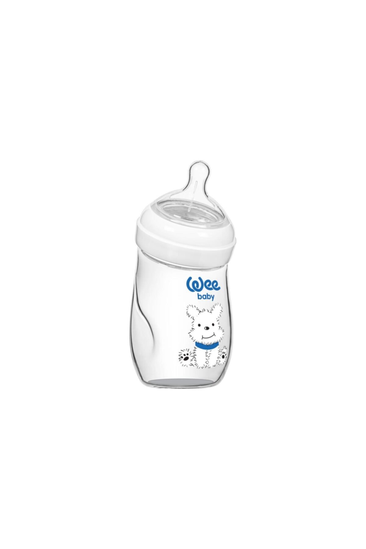 Wee Baby Açılı Cam Biberon 146 Köpek Beyaz 180ml