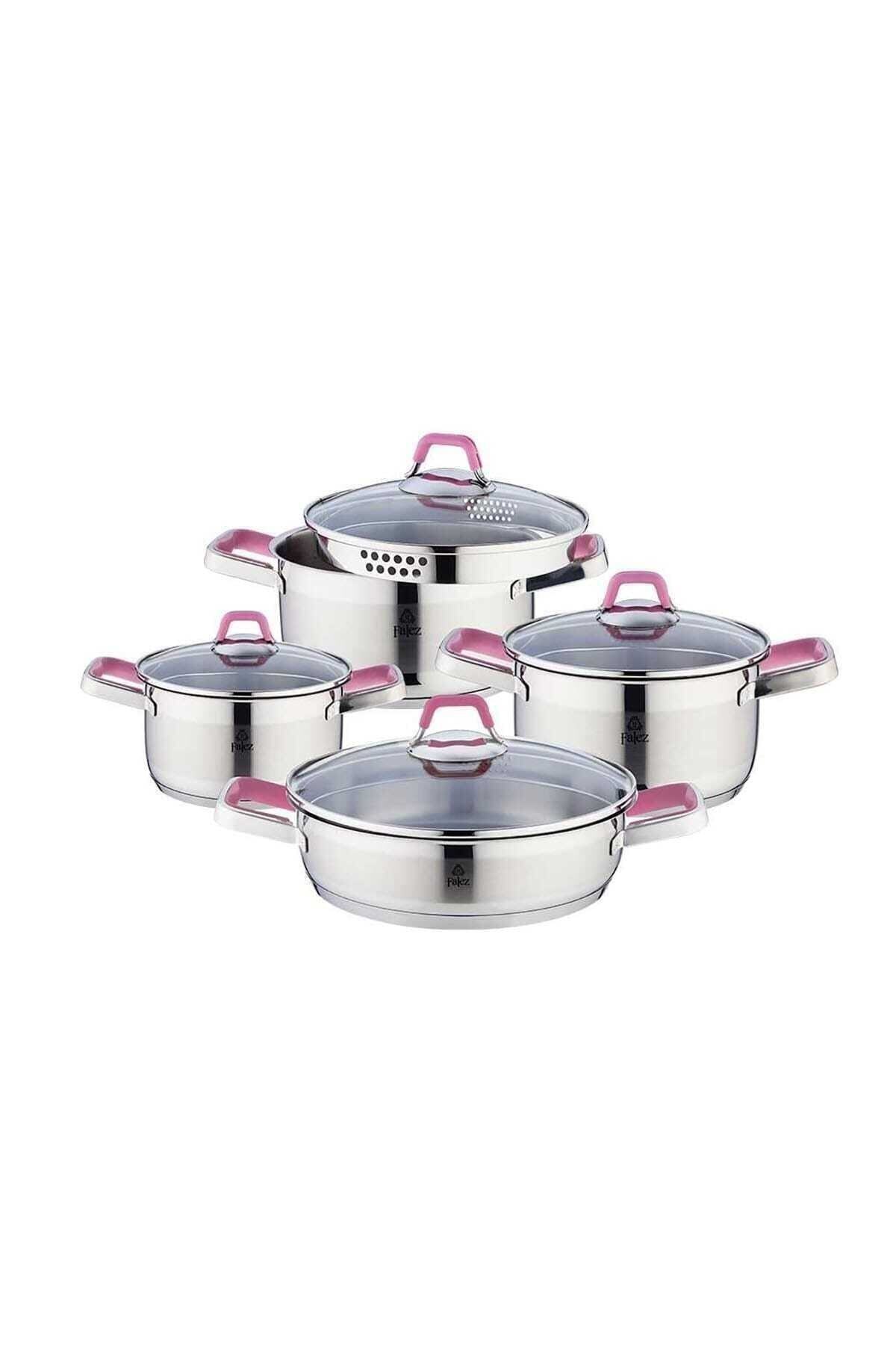 FALEZ Suzzy 8 Parça Çelik Set Pembe