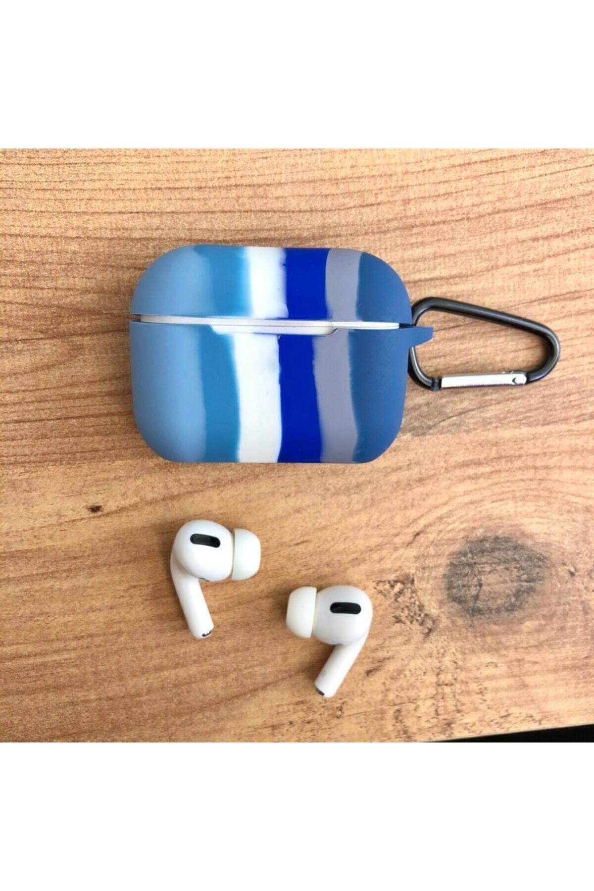 HappyCase Airpods Pro Uyumlu Rainbow Mavi Silikon Kılıf