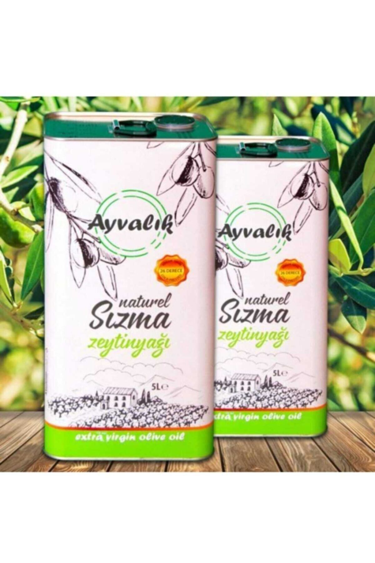 AYVALIK Naturel Sızma Soğuk Sıkım Zeytinyağı 2x5 Lt (2X4400 GR) Teneke