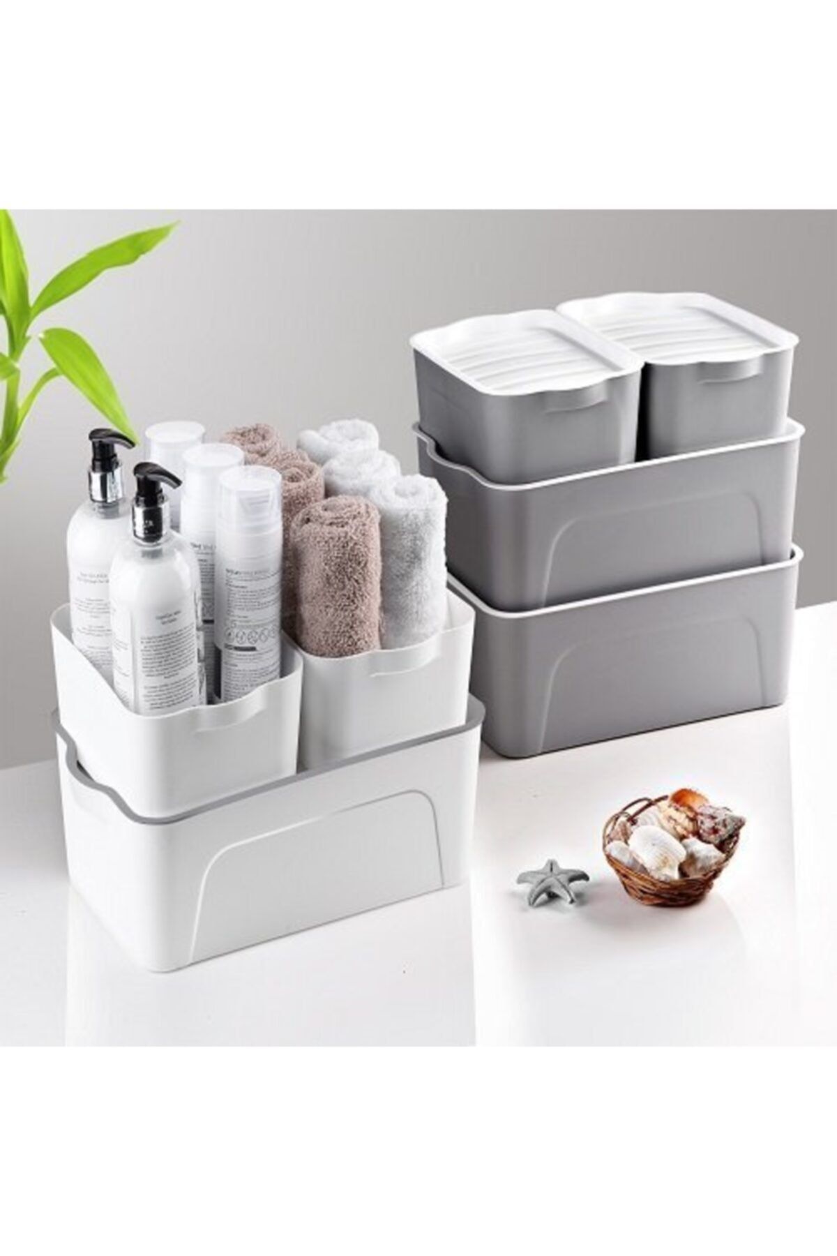 wishhome Beyaz Saklama Kabı 3 Lü Set (2x2l+5l)