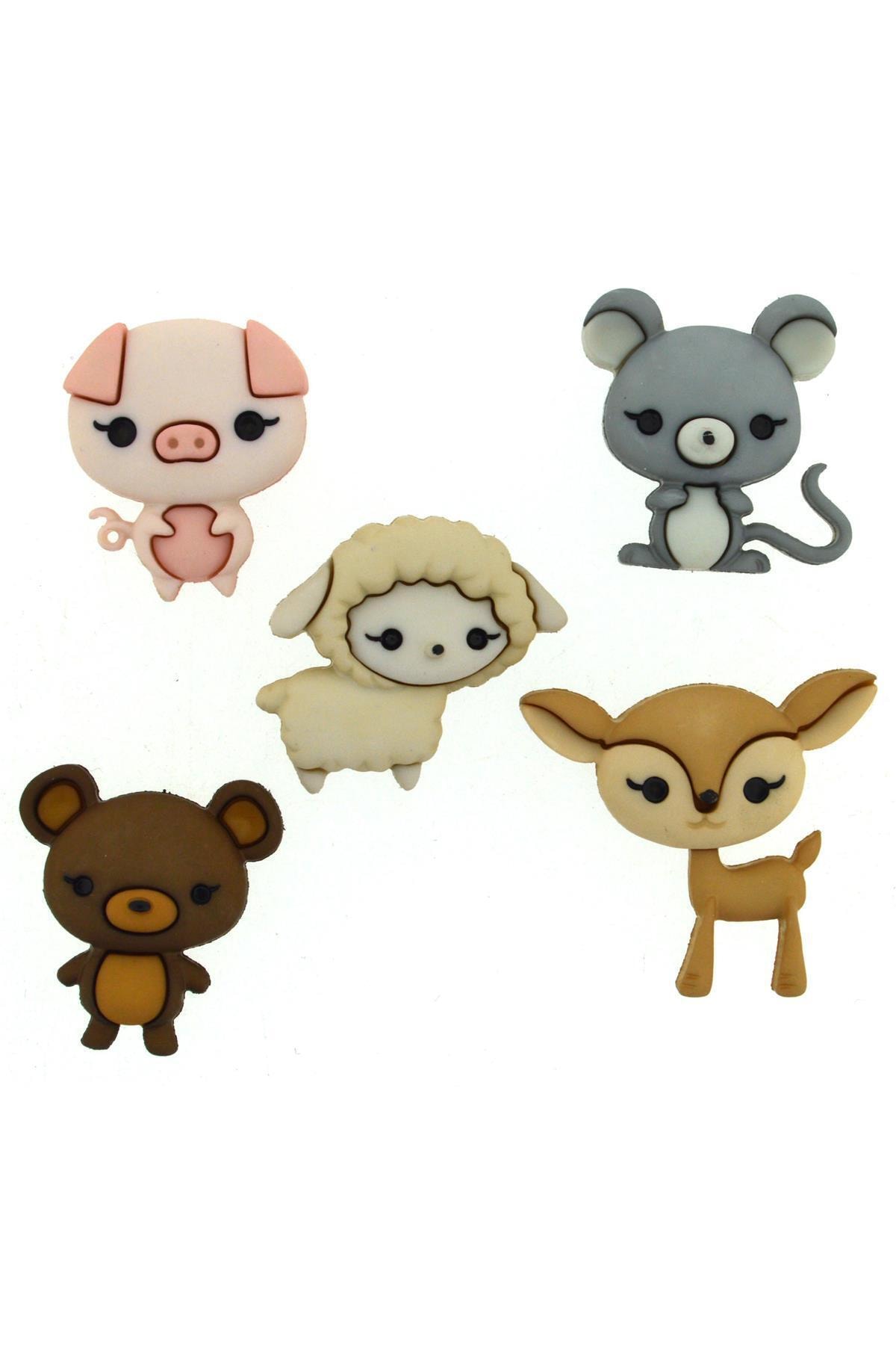 Dress it Up Sevimli Hayvanlar Paket Düğme 5 Adet Animal Cuties