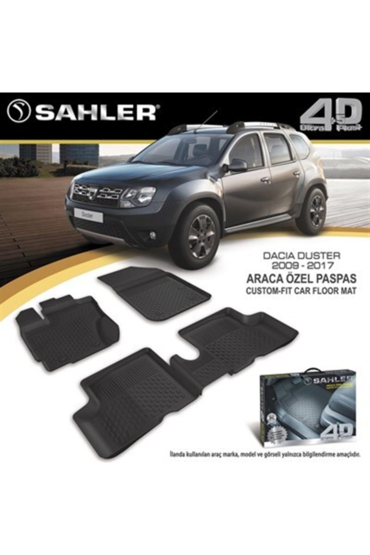 Sahler Dacia Duster 4x4 2009-2017 Yeni Nesil 4,5d Havuzlu Paspas Takımı .