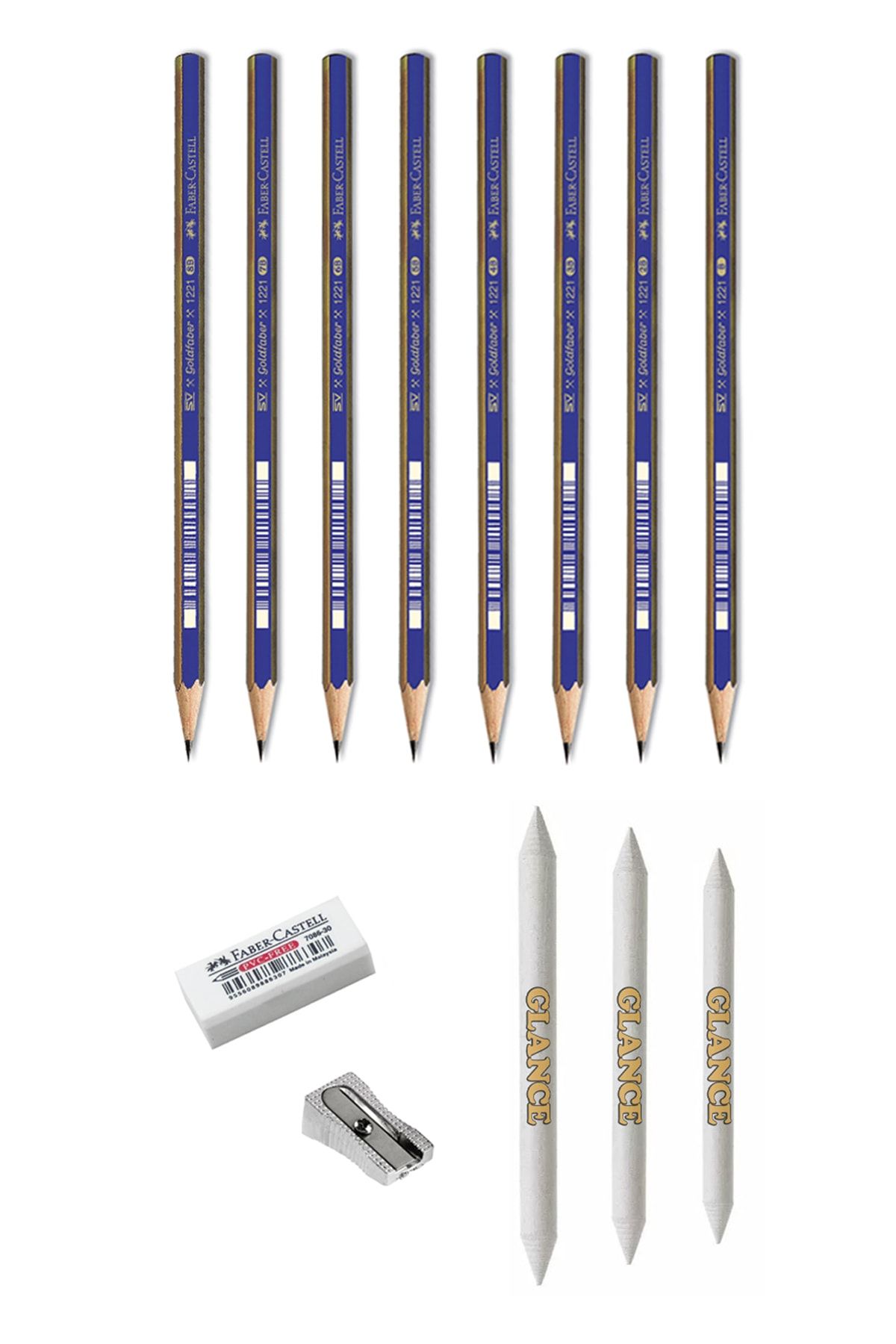 GLANCE Goldfaber 1221 Çizim Seti B 2b 3b 4b 5b 6b 7b 8b Dereceli Kalemler Pastel Dağıtıcı, Hamur Silgi