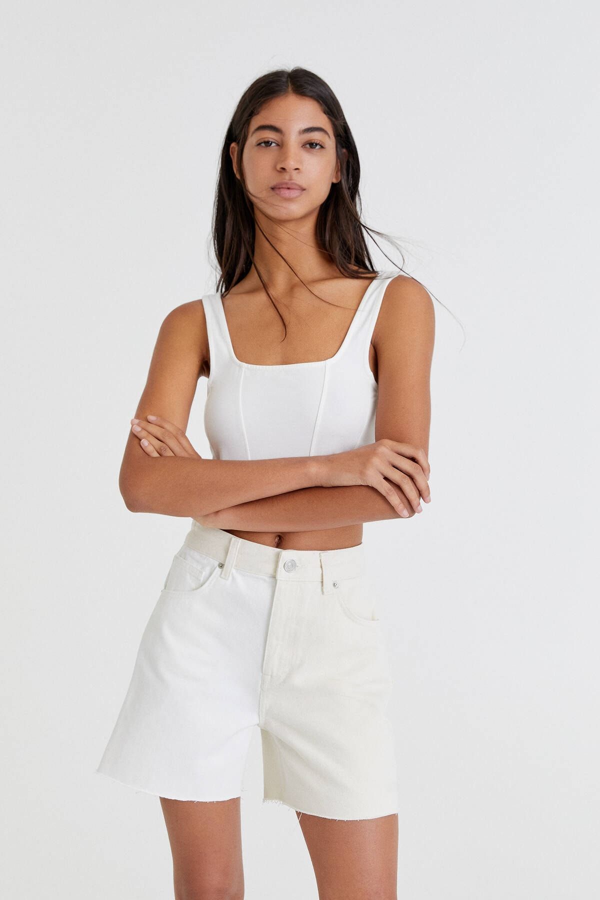 Pull & Bear Blok Renkli Denim Şort