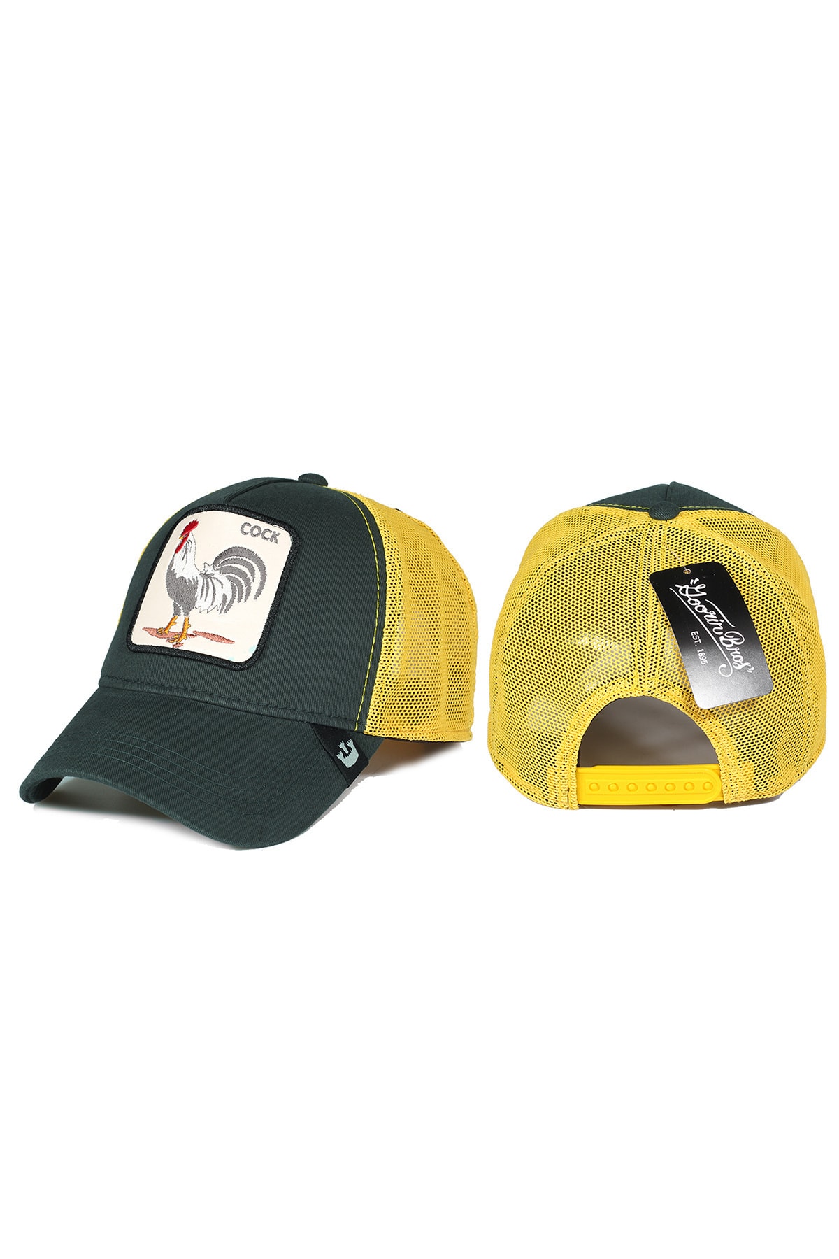 Trucker Horoz Model Hayvan Desenli Şapka Yeşil Sarı