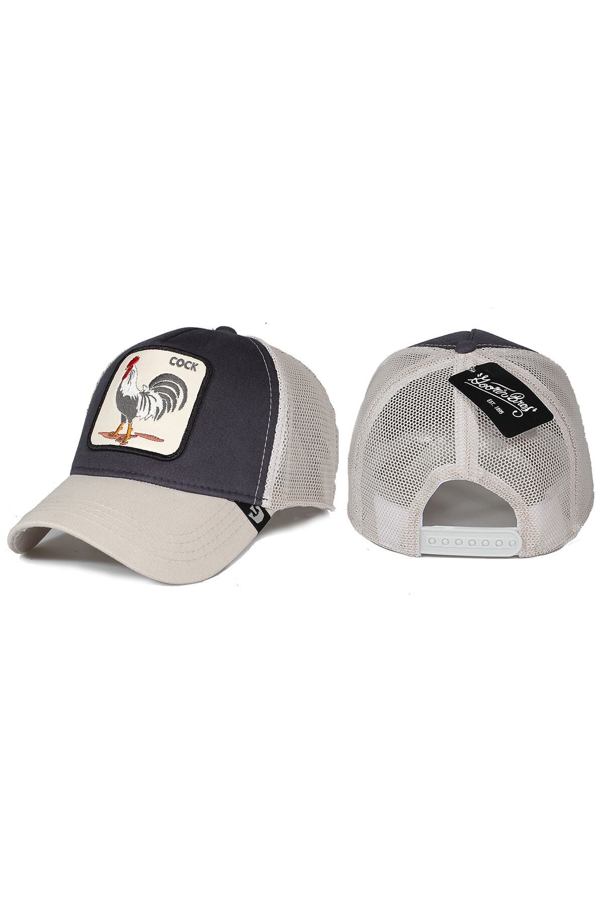 Trucker Horoz Model Hayvan Desenli Şapka Taş Füme