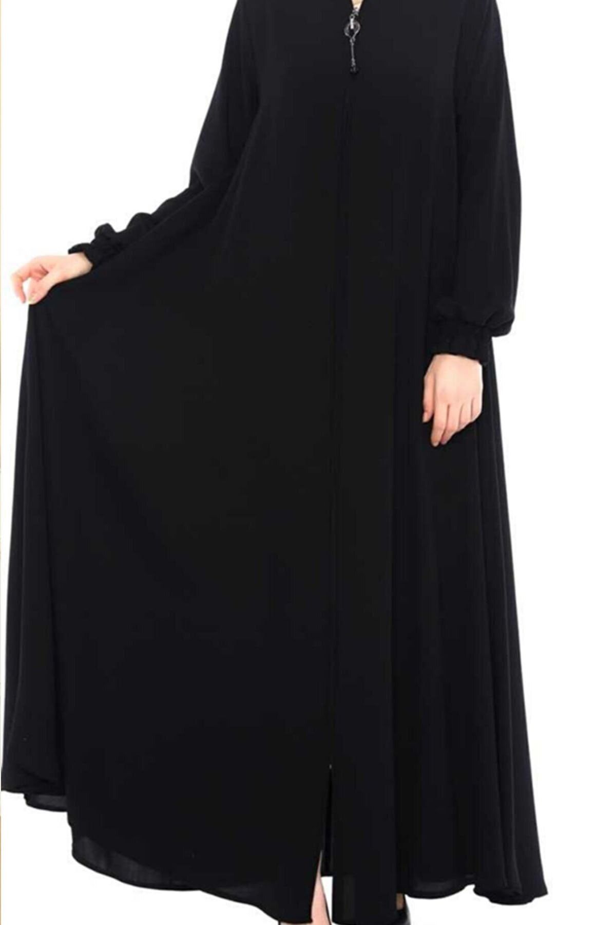 KMK Mevlana Kesim Klos Fermuarlı Tesettür Ferace