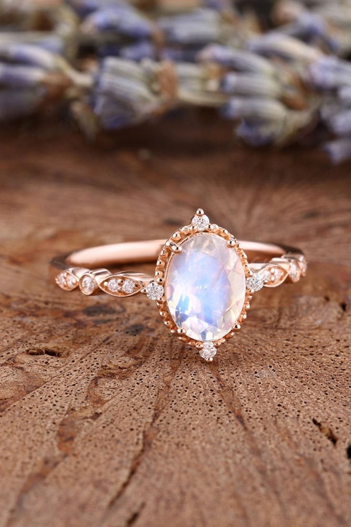 My Diamond Oval Aytaşı Ve Pırlantalı Vintage Yüzük Rose Altın