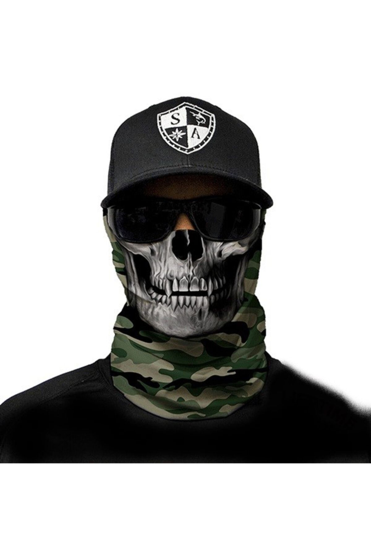 SA Company Green Military Camo Skull Boyunluk