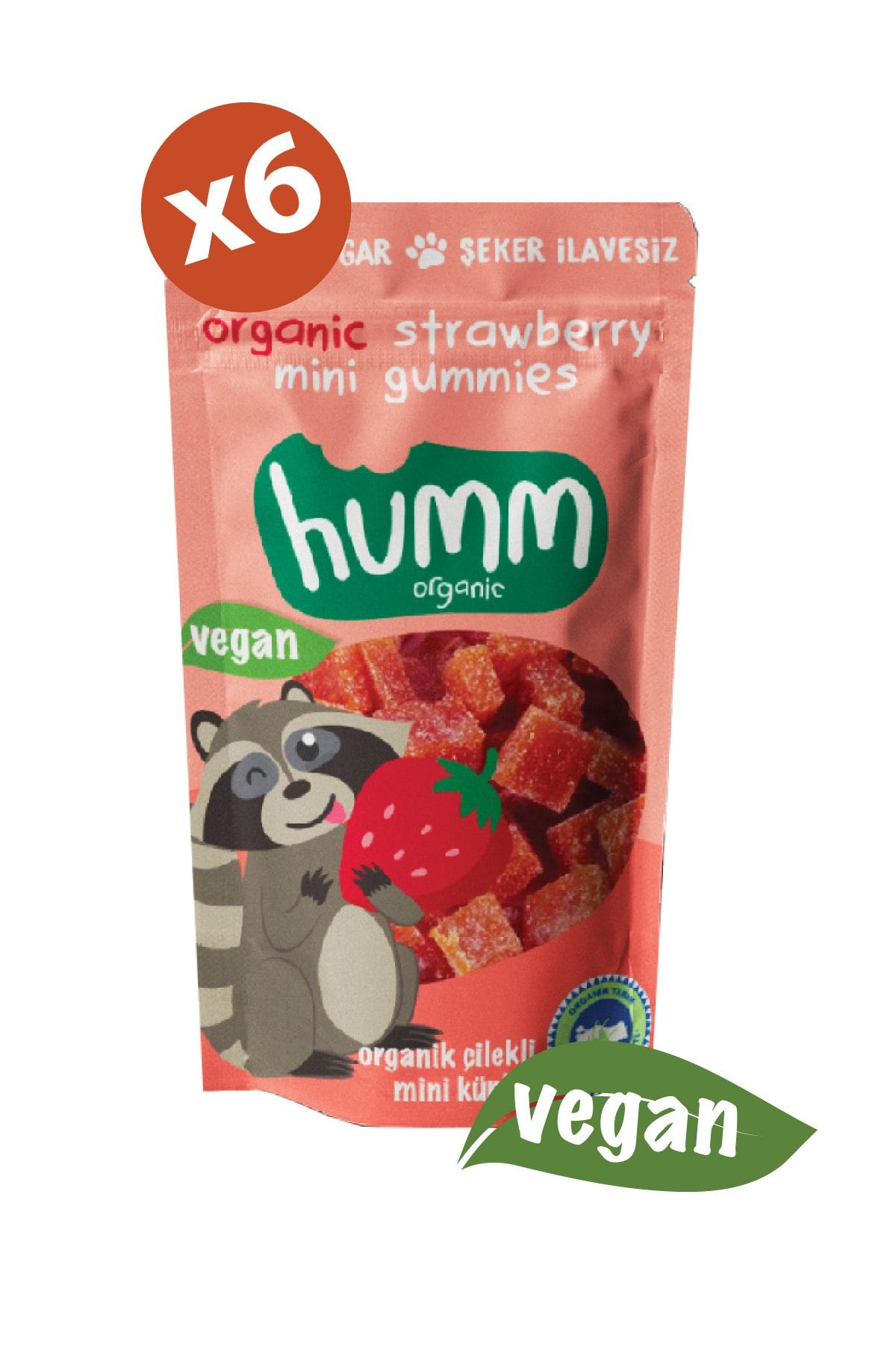Humm Organic Çilekli Vegan Mini Küpler 30 g  6 Adet