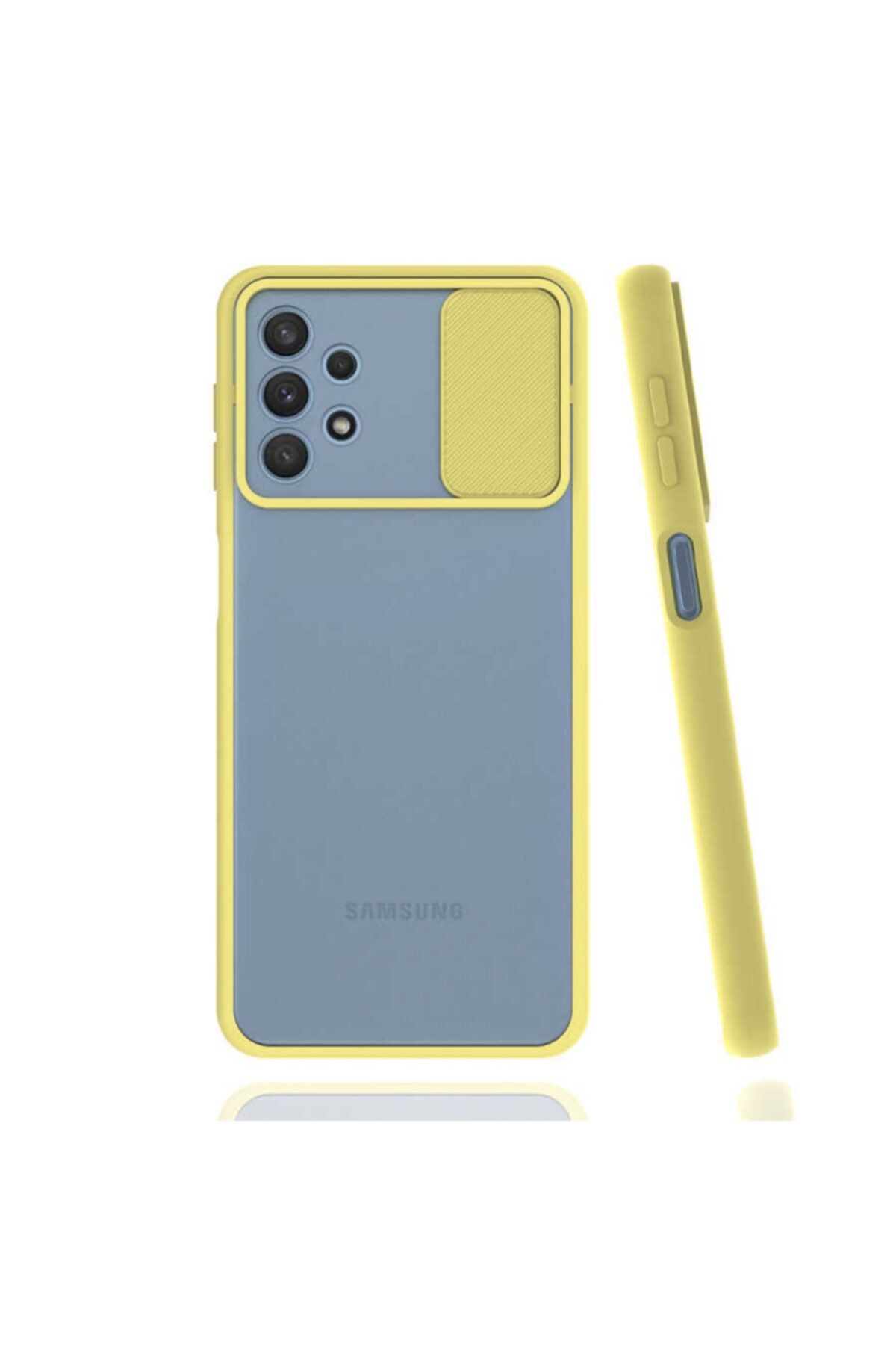Samsung Cover Station Galaxy A32 4g Kılıf Slayt Kaydırmalı Kılıf Kamera Korumalı Renkli Silikon Lensi Kılıf
