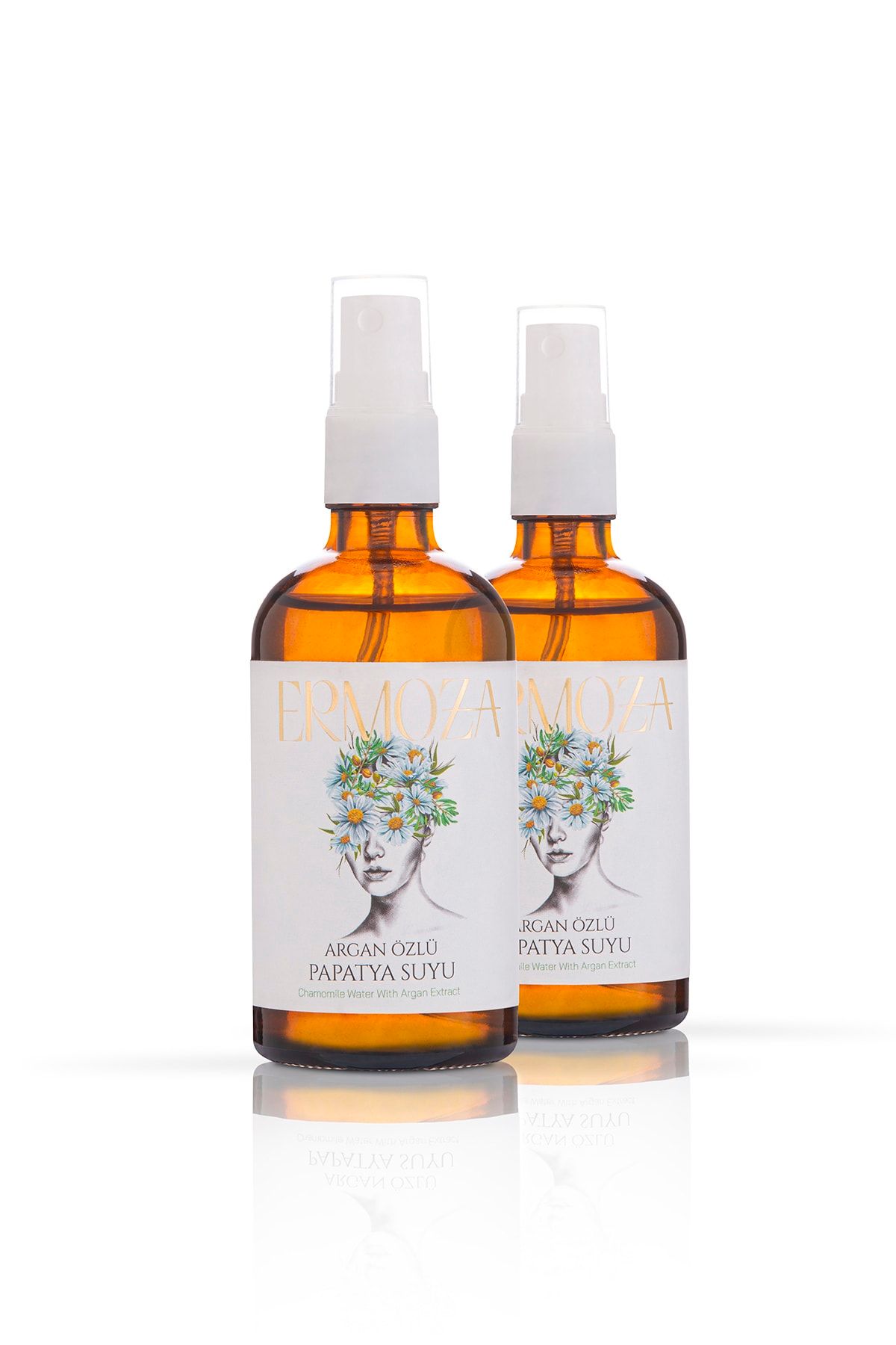 Ermoza Kozmetik Argan Özlü Papatya Suyu Cam Şişe Sprey 100 ml + 100 ml