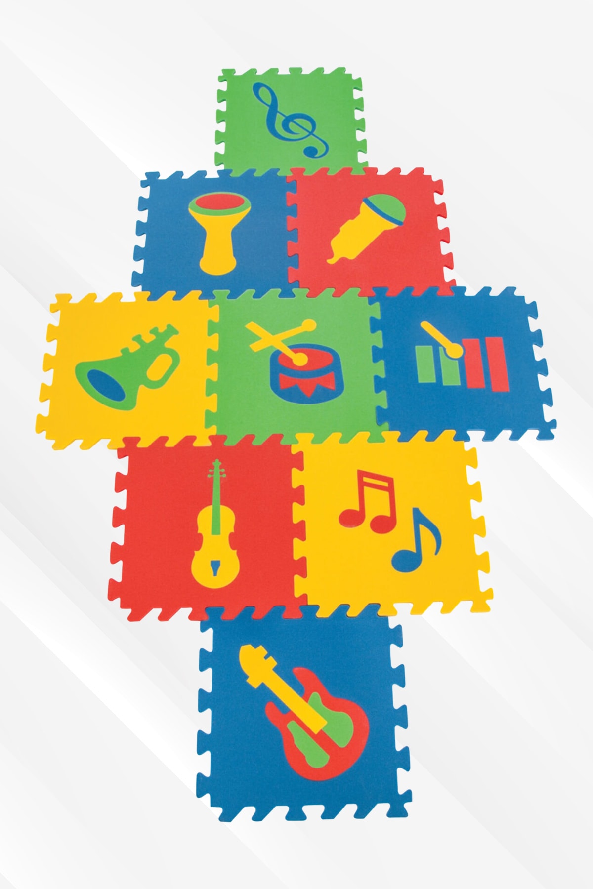 Akıllı Çocuk Müzik Aletleri Eğitici Polietilen 9 Parça Puzzle Oyun Matı (33cm X 33cm 1 Cm Kalınlık)