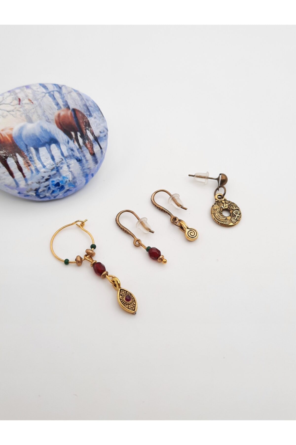 takitokaciniz El Yapımı Otantik Dörtlü Set Küpe