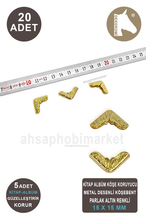 Kitap Album Kosebent Kose Koruyucu Metal Gold 20 Adet Dekoromi Image 0