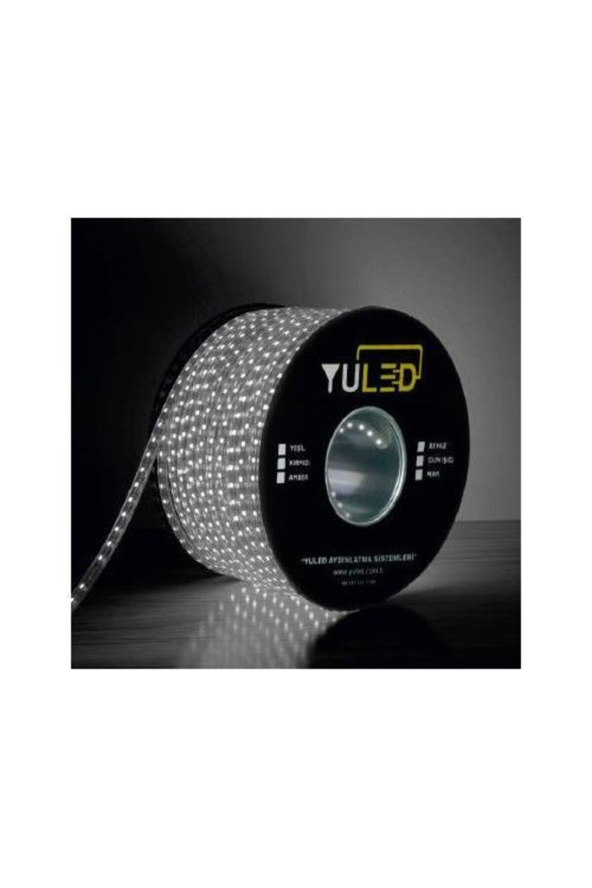 YULED Beyaz 3 Çipli Iç Dış Mekan Silikonlu Şerit Led 220v-volt Double Pcb 50 Metre Güç Fişi