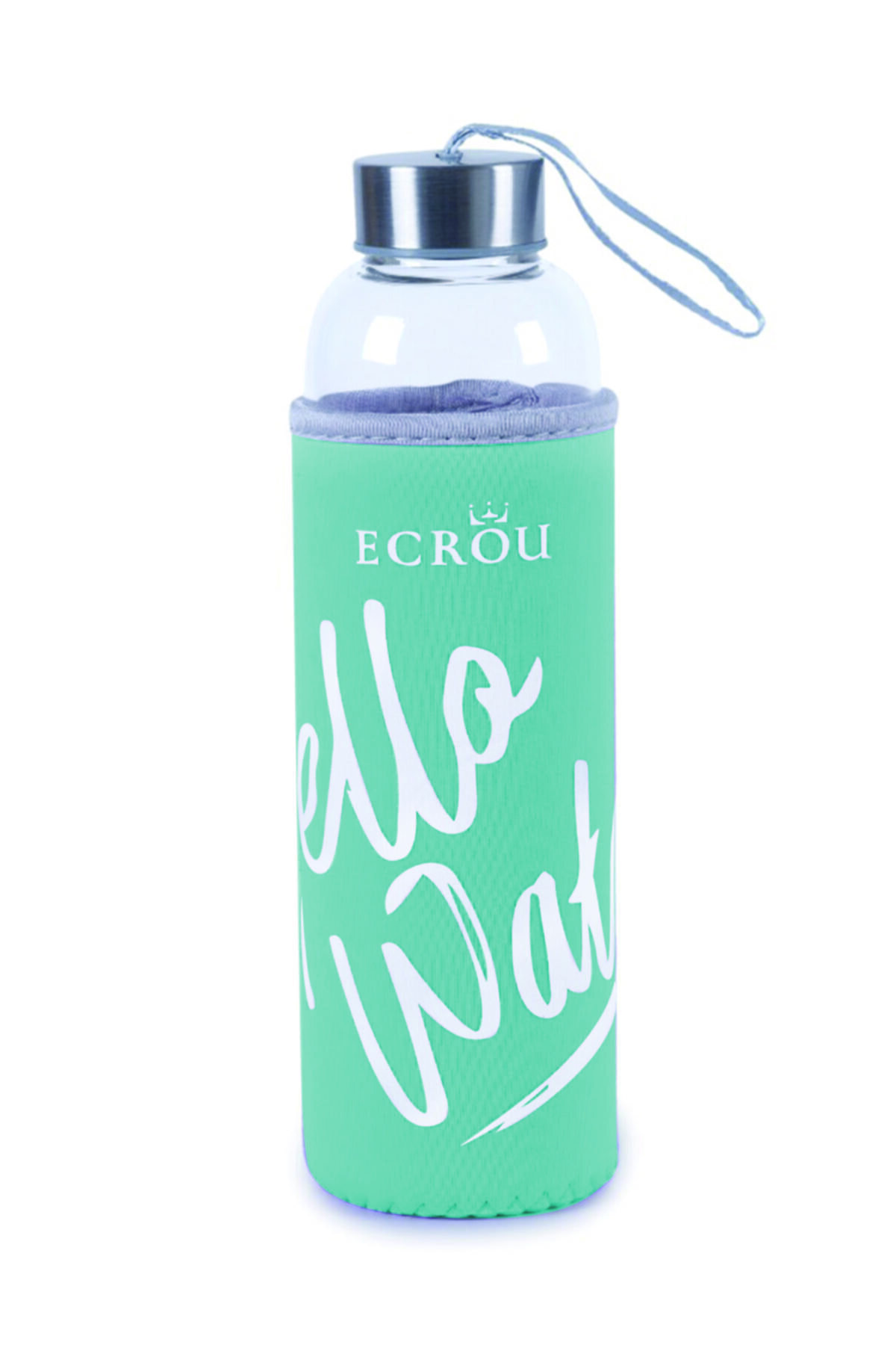 Ecrou Hello Water Borosilikat Cam Şişe 500 ml Açık Mavi