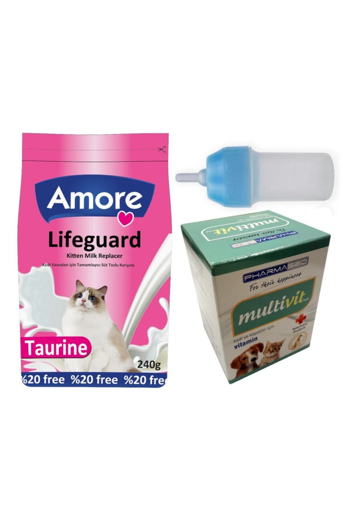 AMORE Lifeguard Yavru Kedi Süt Tozu 240gr + Biberon + Multivitamin
