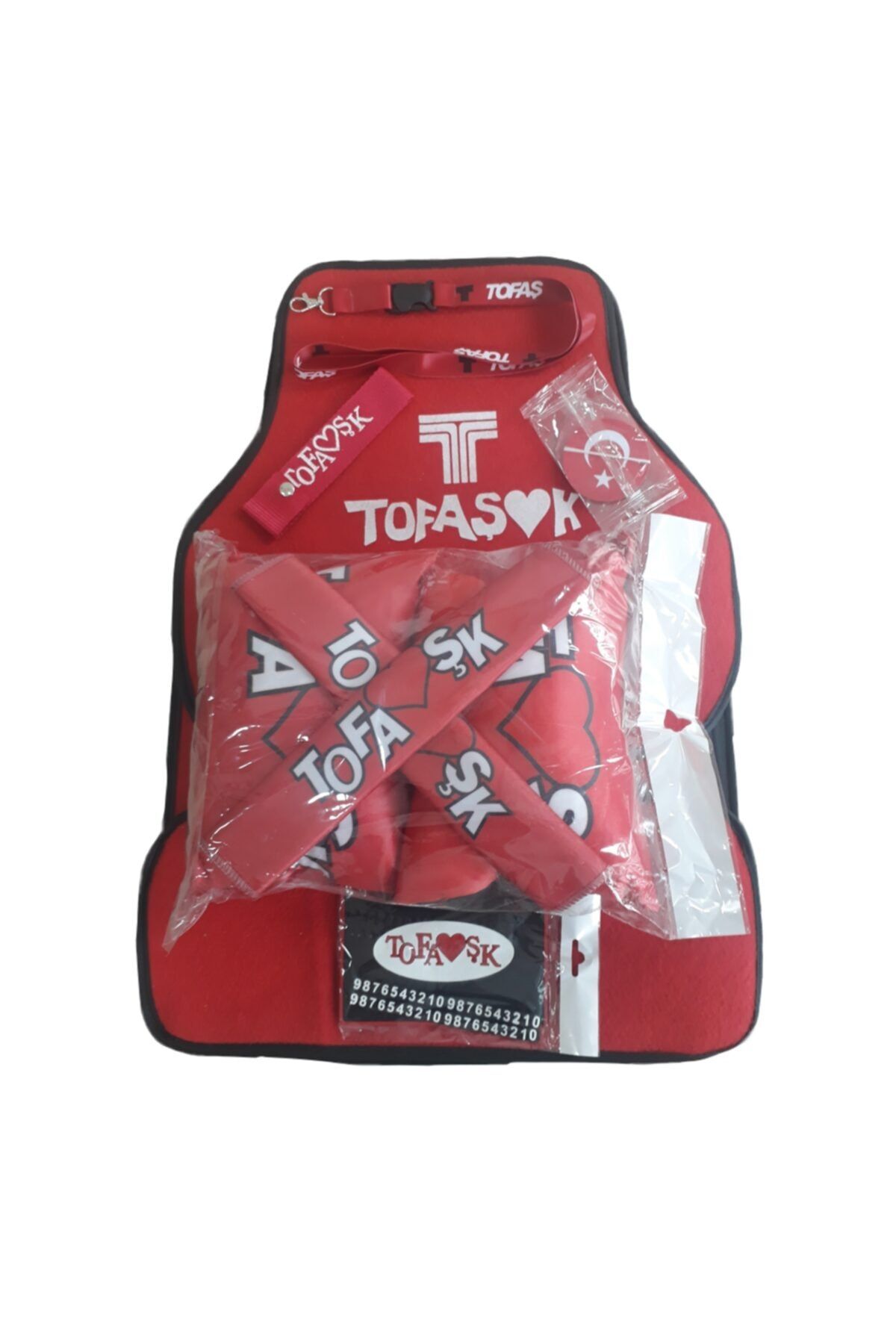 TUSBA MARKET Tofaşk Logolu Kırmızı Oto Halı Paspas & Dijital Baskılı Konfor Seti