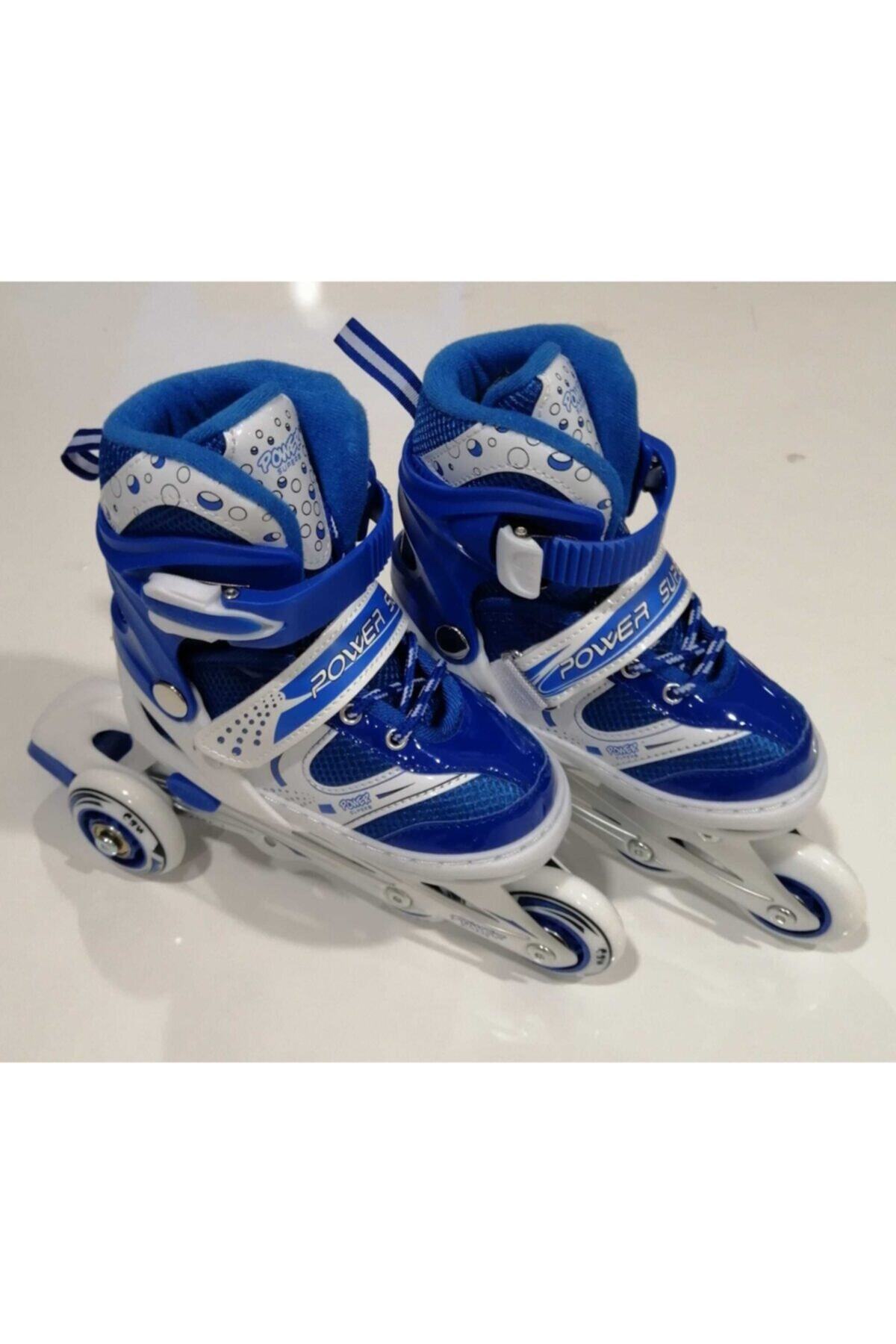 CAN SPORTS Alıştırma Pateni Çift Sıra Slikon Teker (m) (35-38) Mavi