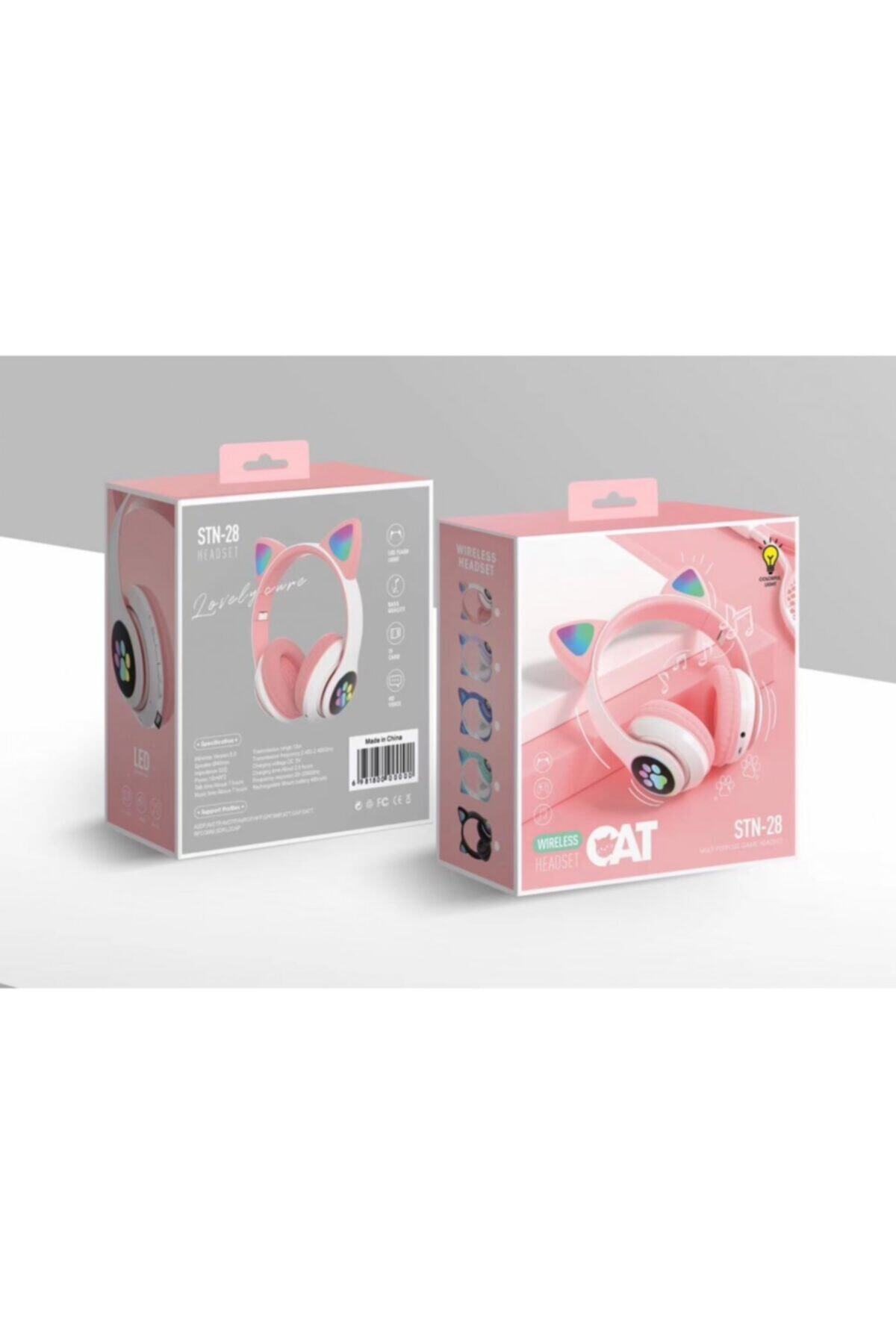 هدفون گربه صورتی بلوتوث 5.0 با میکروفون LED