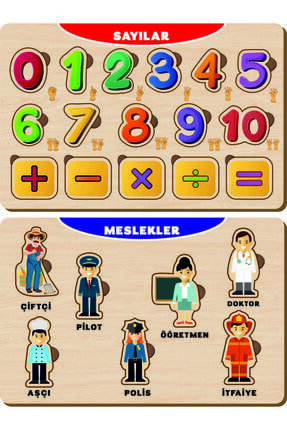 Ahşap Bul Tak Eğitici 2 Adet Yapboz Puzzle Seti Image 0