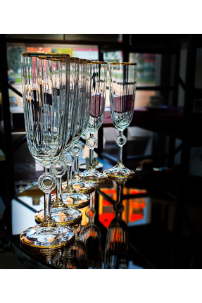 Özel Tasarım Amore Gerçek Altın Tonu Kahve Yanı Su Bardağı Kadeh Image 1