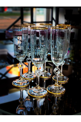 Özel Tasarım Amore Gerçek Altın Tonu Kahve Yanı Su Bardağı Kadeh Image 2