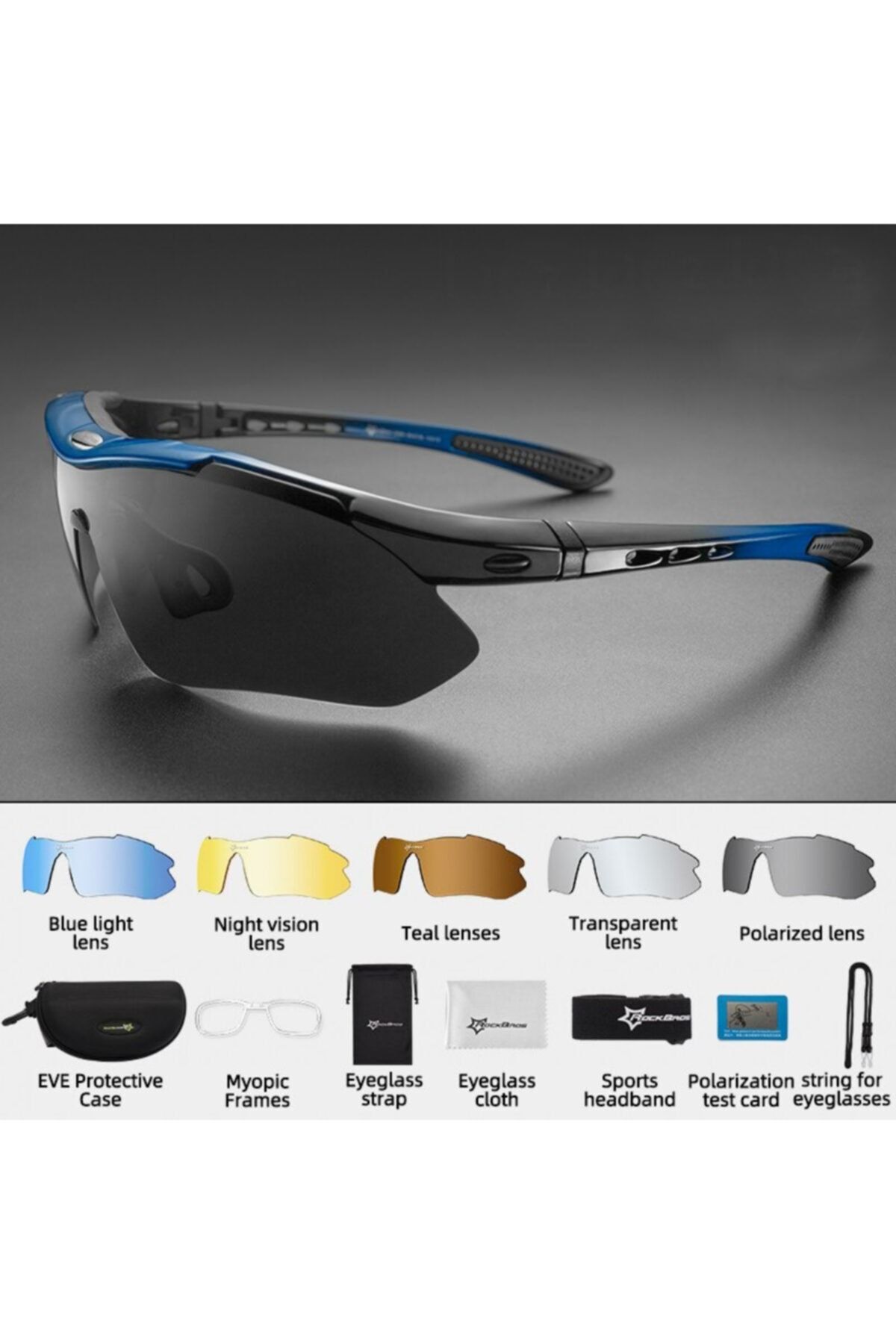 rockbros polarize 100 uv korumali mavi bisiklet gozlugu fiyati yorumlari trendyol