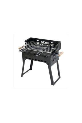 Pervazlı Emaye Mangal P2 Büyük Boy Kömürlü Barbekü Çift Izgara Katlanır Ayaklı 27x44cm Image 0