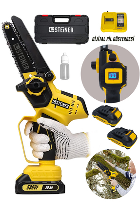 Alman 598 Vf Dijital Şarj Göstergeli Karbon Motor Şarjlı Akülü Dal Kesme Budama Testere Makinesi Image 1