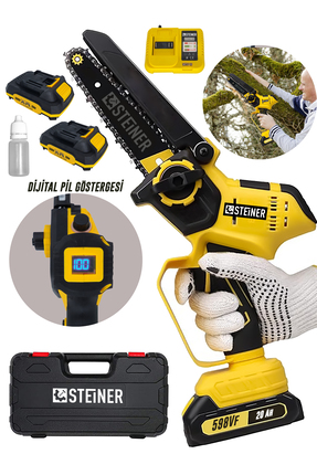 Alman 598 Vf Dijital Şarj Göstergeli Karbon Motor Şarjlı Akülü Dal Kesme Budama Testere Makinesi Image 0