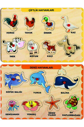 2 Adet Ahşap Tutmalı Puzzle Yapboz Puzzle Seti Image 0