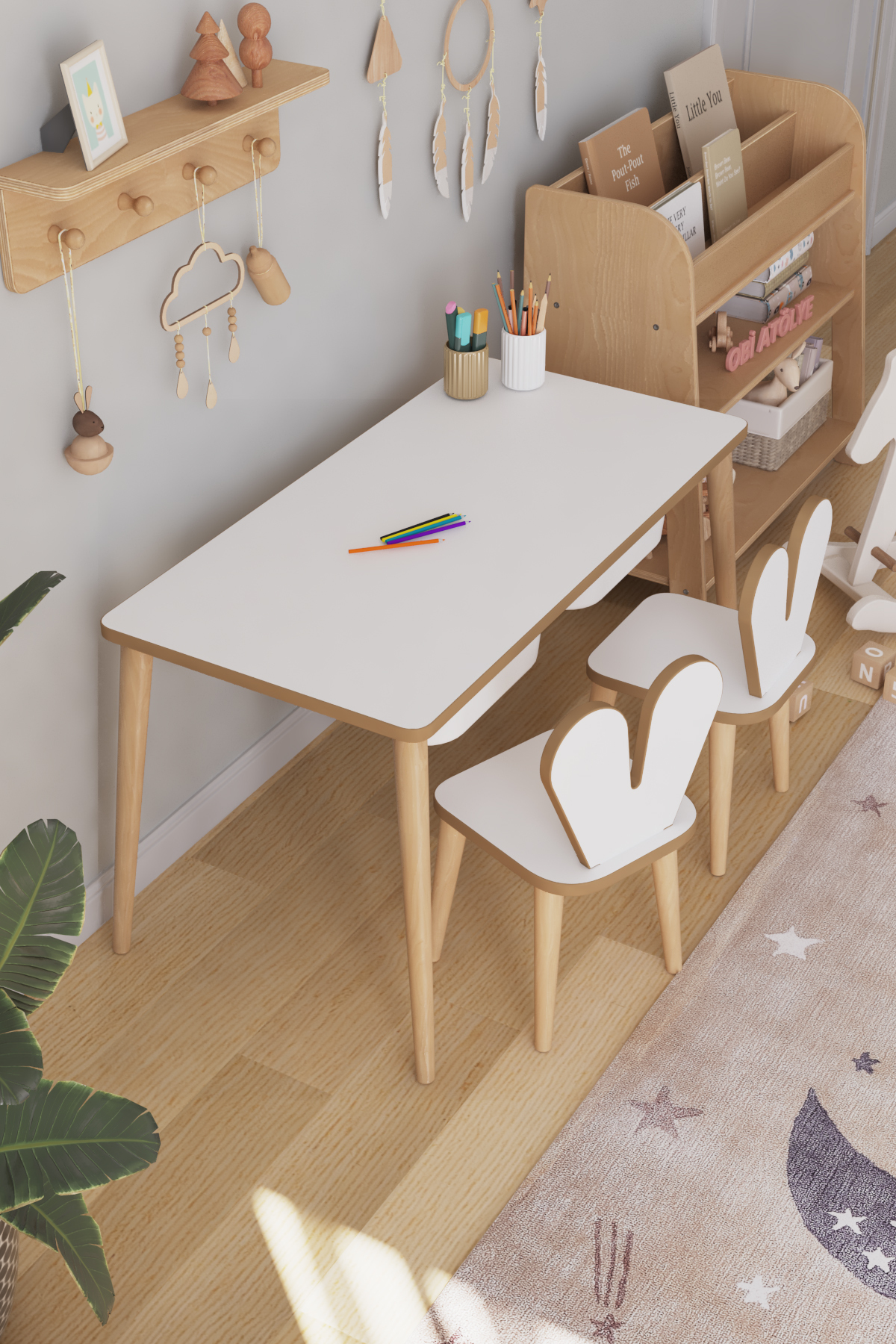 میز فعالیت بازی کودکان با 2 عدد صندلی و کشو میز کودکان