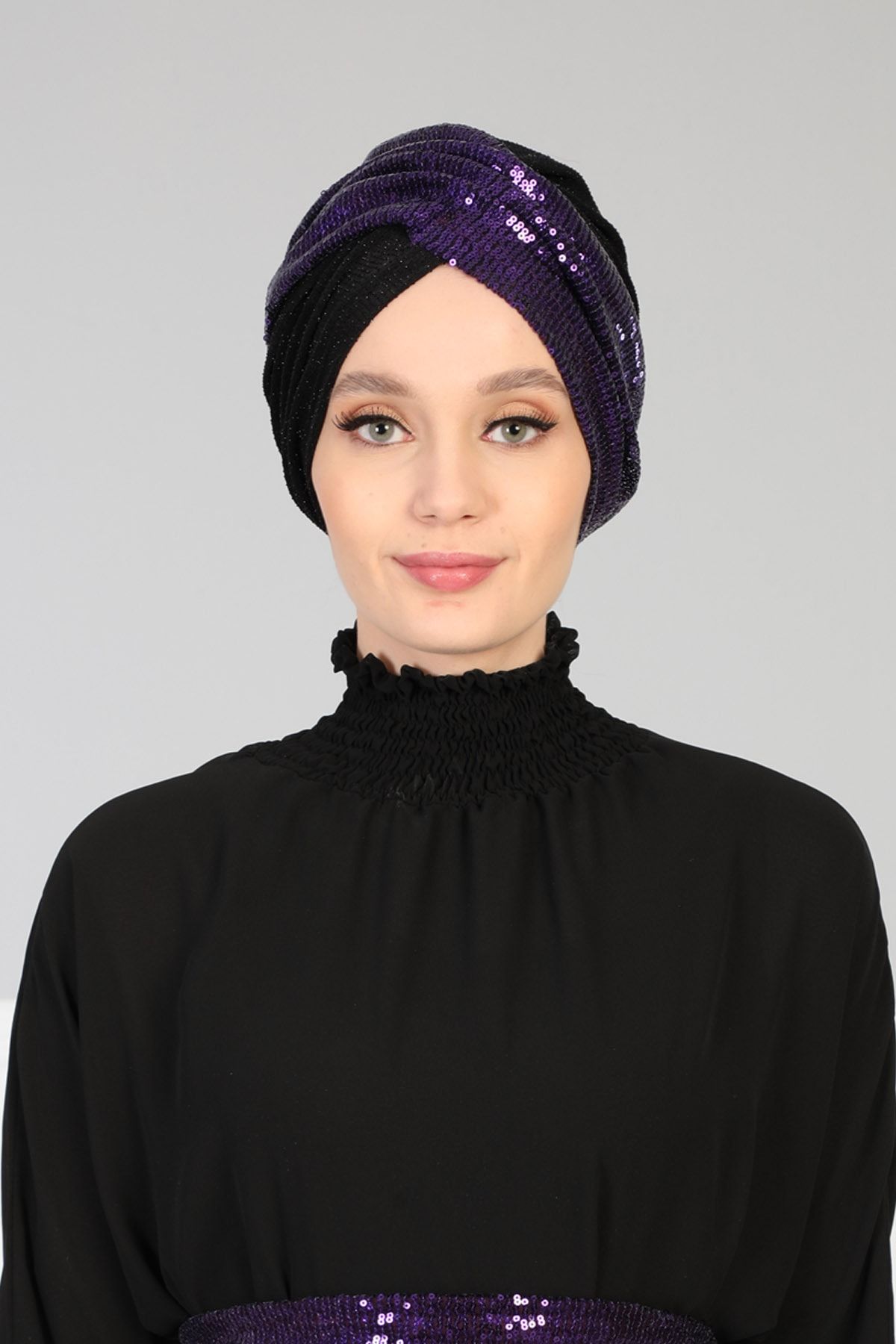 Ayşe Tasarım Tesettür Bone Payet Pullu Siyah B-9-p20-bzy