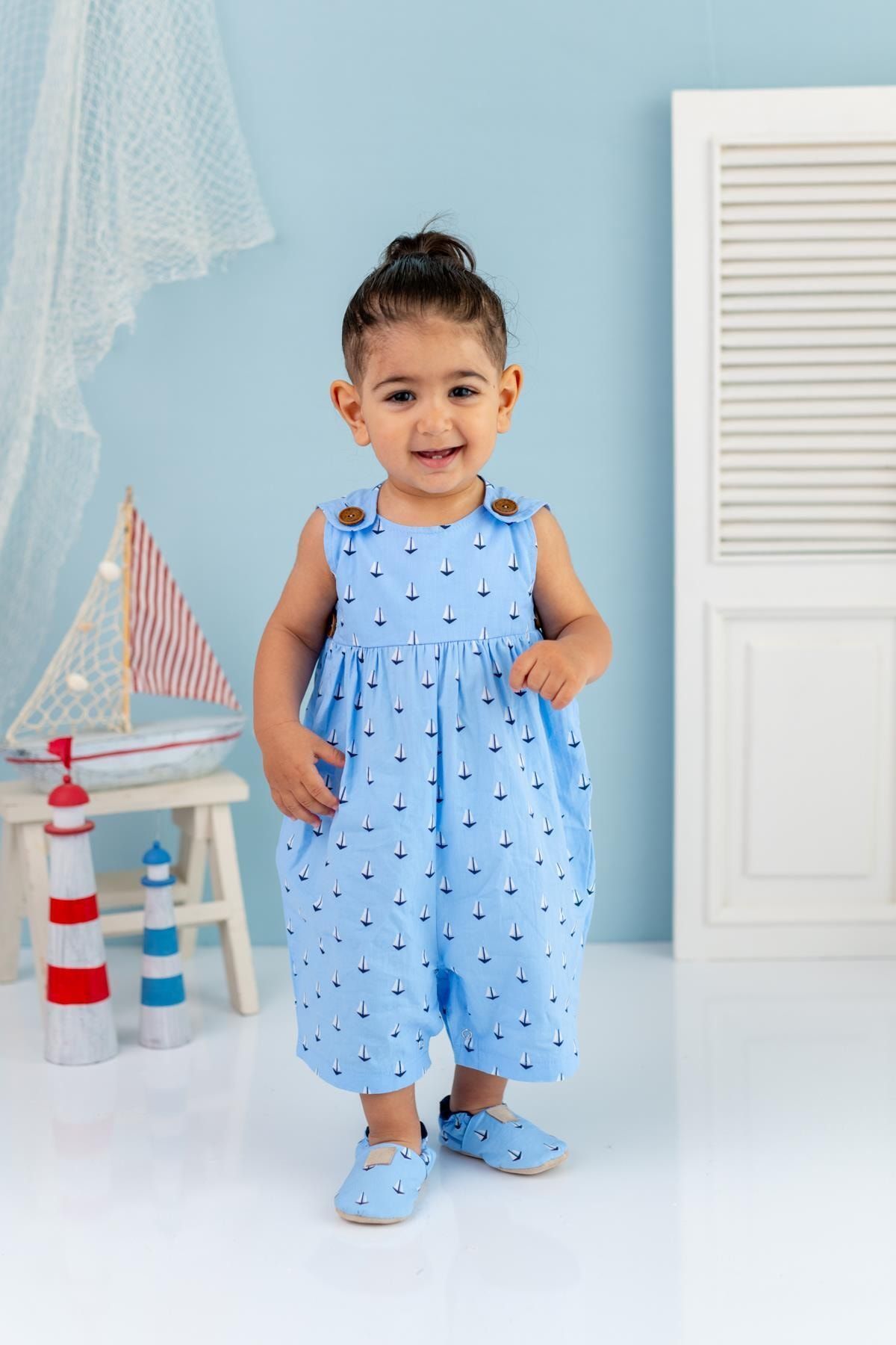PixyLove Mavi Erkek Bebek Salopet Bobby Sail