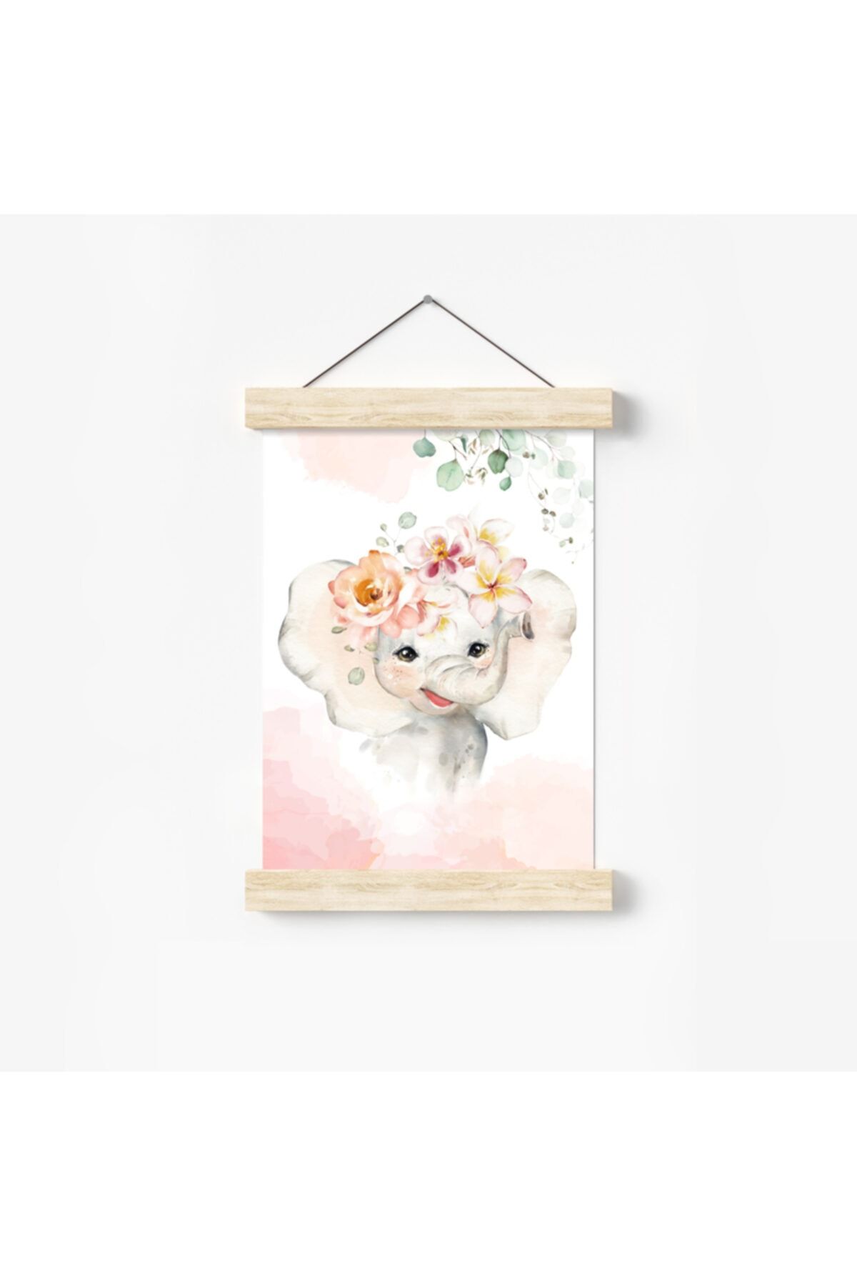 Mia Atölye Fil Ahşap Askılı Kız Bebek / Çocuk Odası Posteri