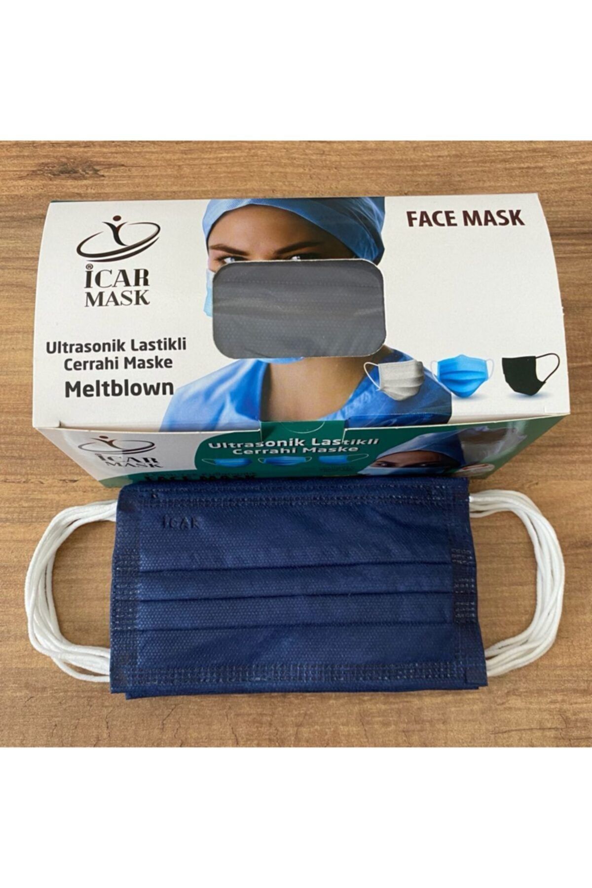 icar mask 50 adet lacivert renk meltblown maske uc katli telli tek kullanimlik saglik bakanligi onayli fiyati yorumlari trendyol
