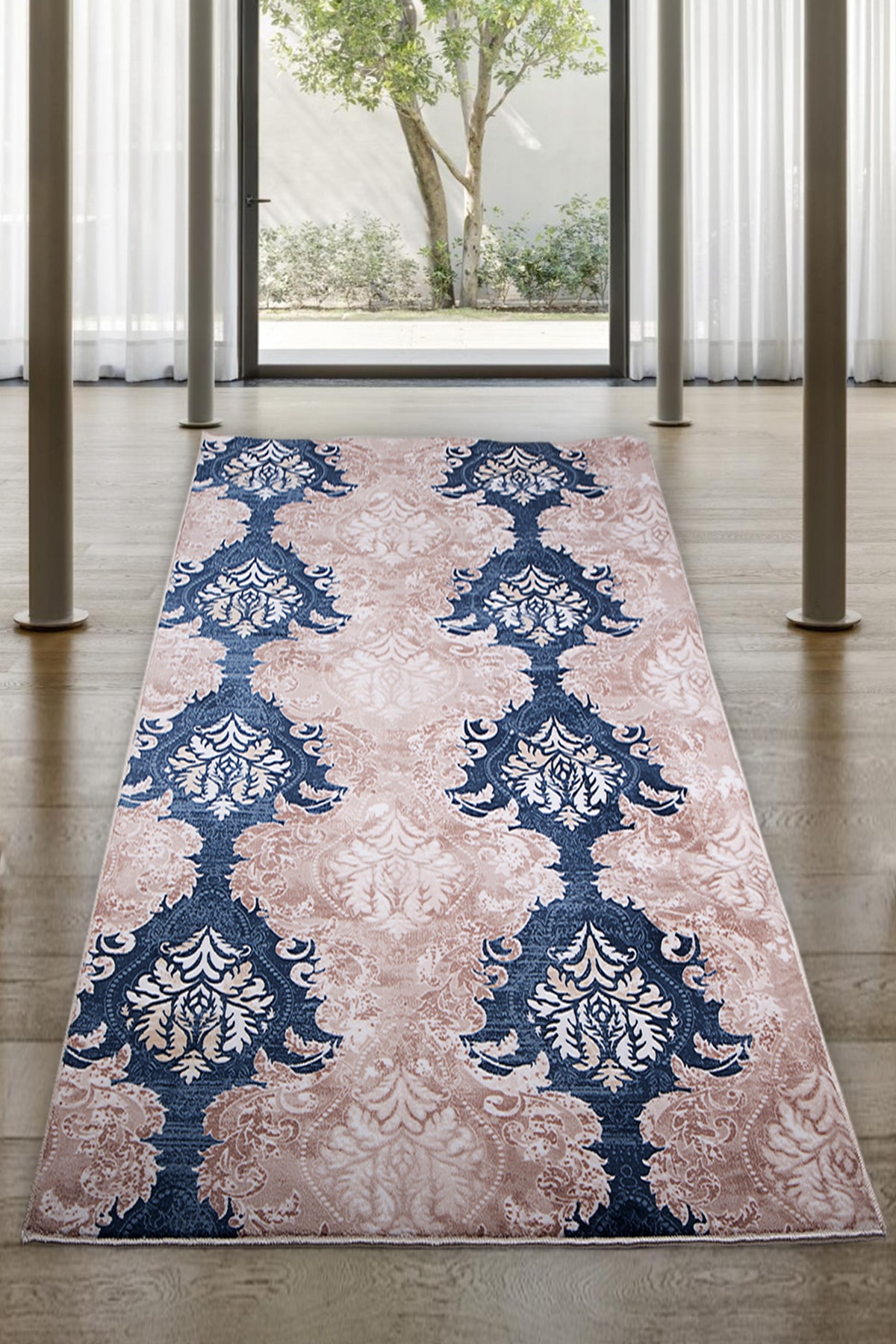 Bonny Home Şark Mavi Kaymaz Taban Yolluk Yumuşak Yüzeyli Kesme Halı Makinede Yıkanabilir