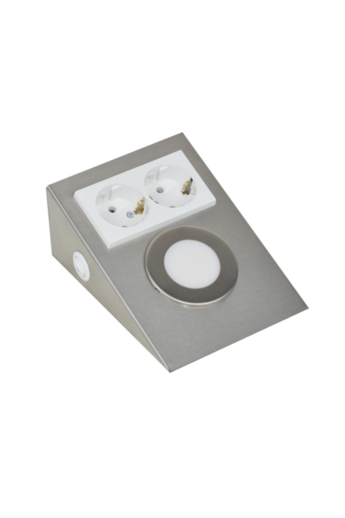 ERVA Çiftli Yatay Tezgah Altı Beyaz Priz Inox Günışığı