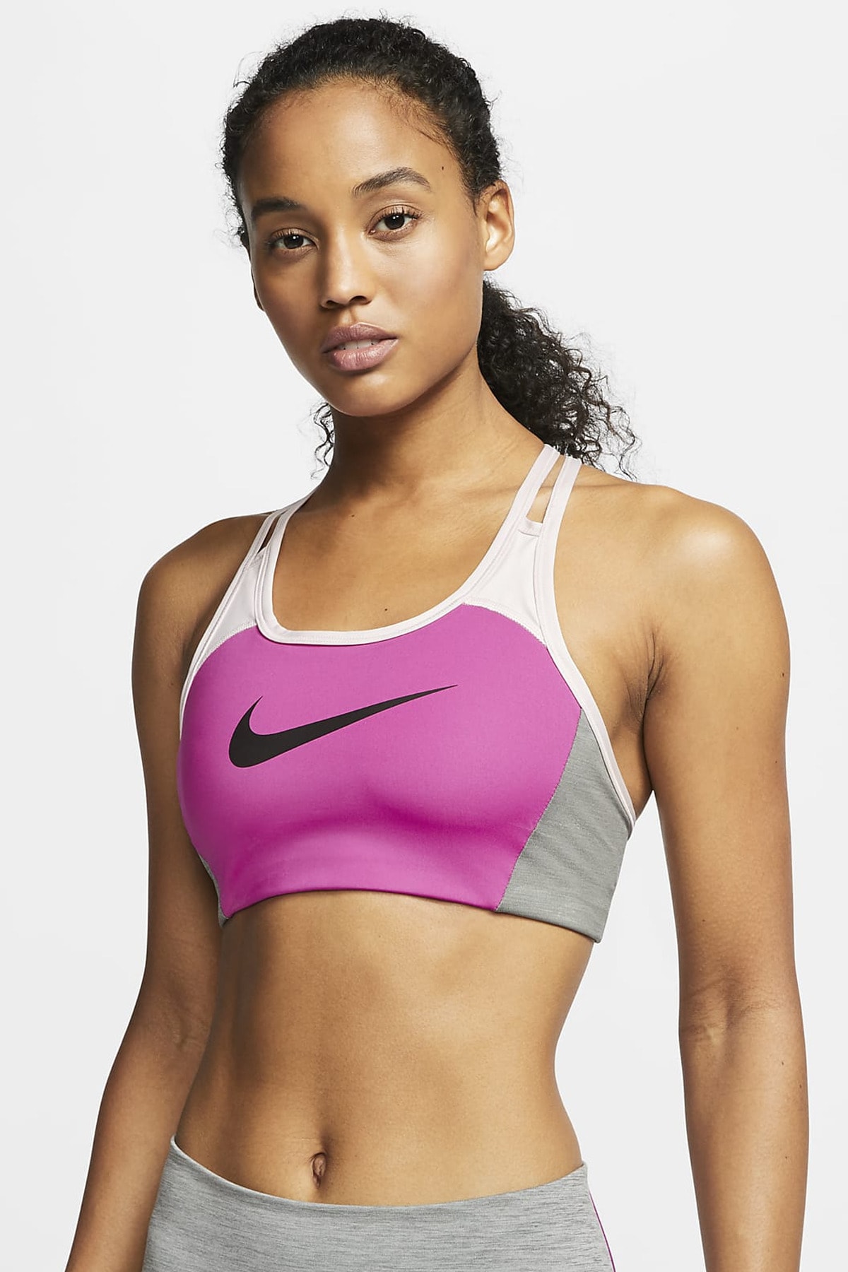 Nike Swoosh Orta Destekli Tek Parça Pedli Renk Bloklu Spor Sütyeni Cj5865-623