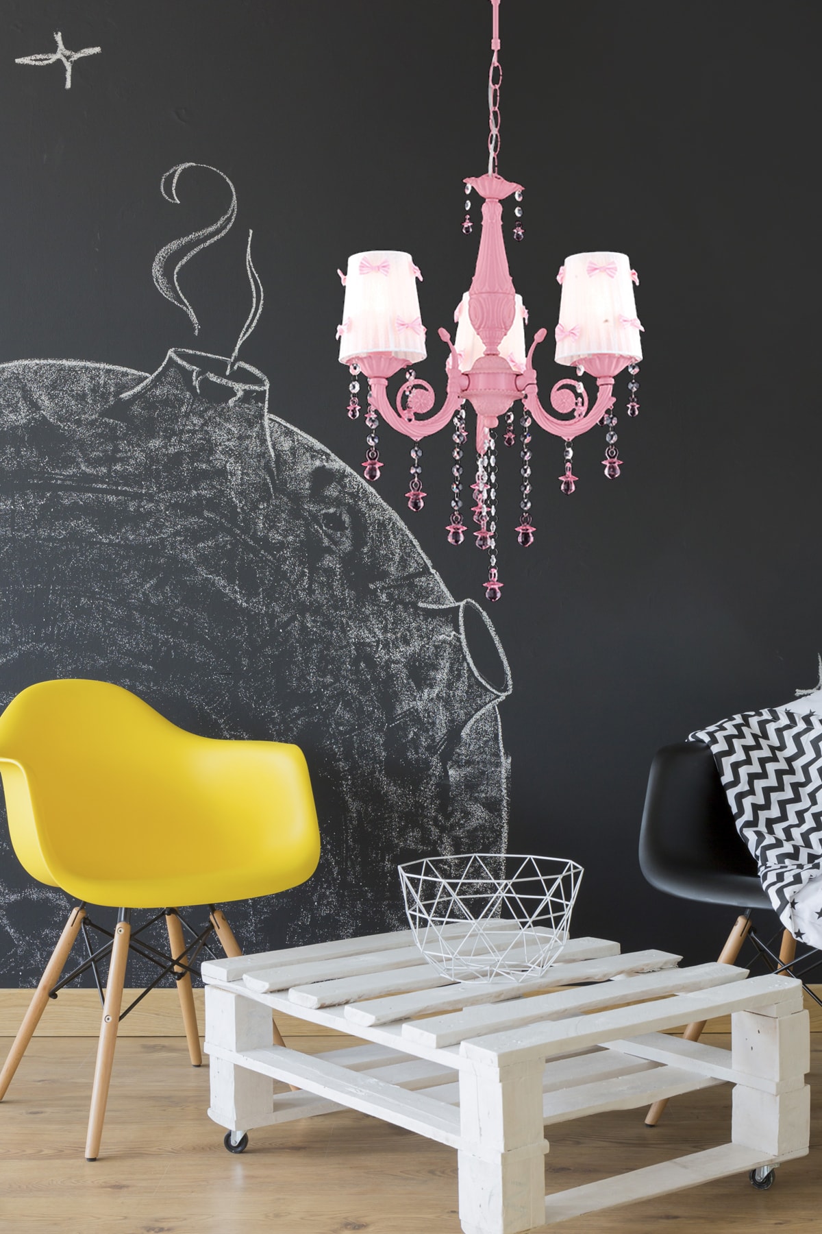 Apliqa Kınder 3 Lü Pembe Çocuk Odası Avize