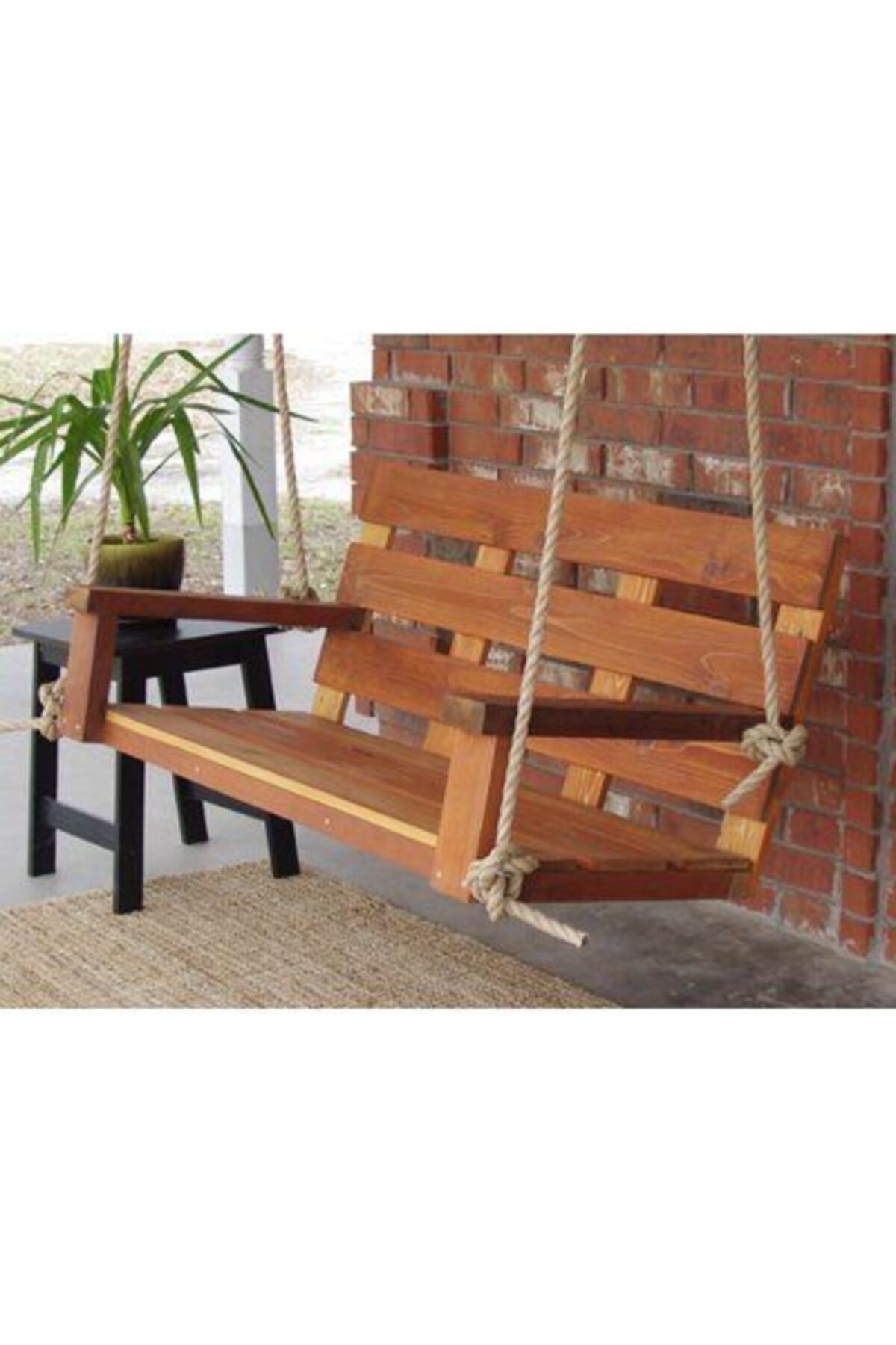w s woodysharky masif ahsap dekoratif halatli sallanan bank bahce balkon fiyati yorumlari trendyol