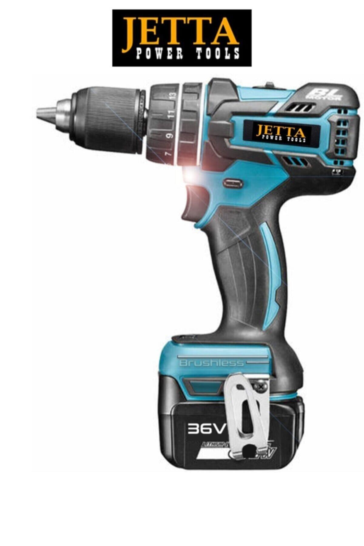 Jetta Power Tools Professionel Brushless Jet-36 W Li-on Şarjlı Kömürsüz Motor Matkap Çift Akülü Tam Set Blue